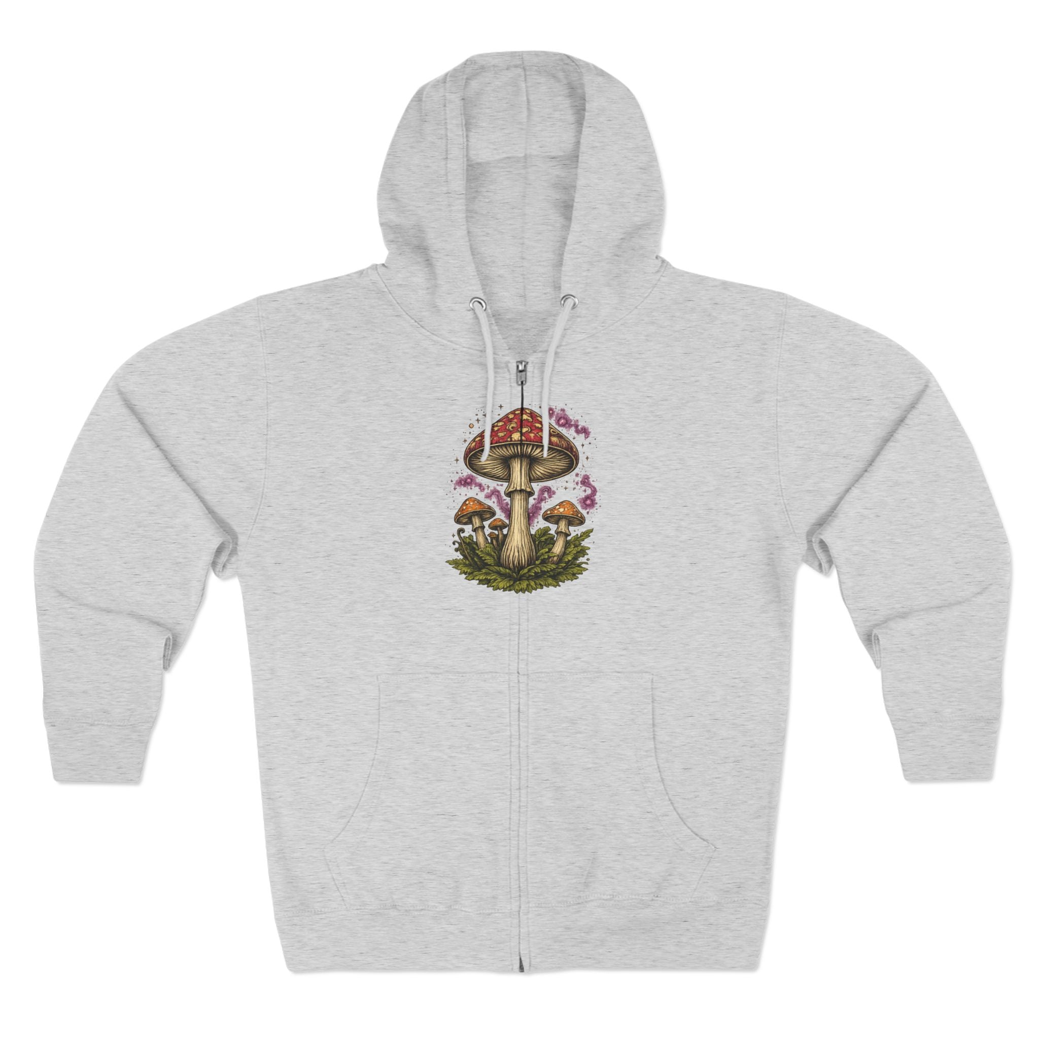 City: Portland Mushroom Zip Hoodie — Vintage Psychedelic Fungi Forest Jacket