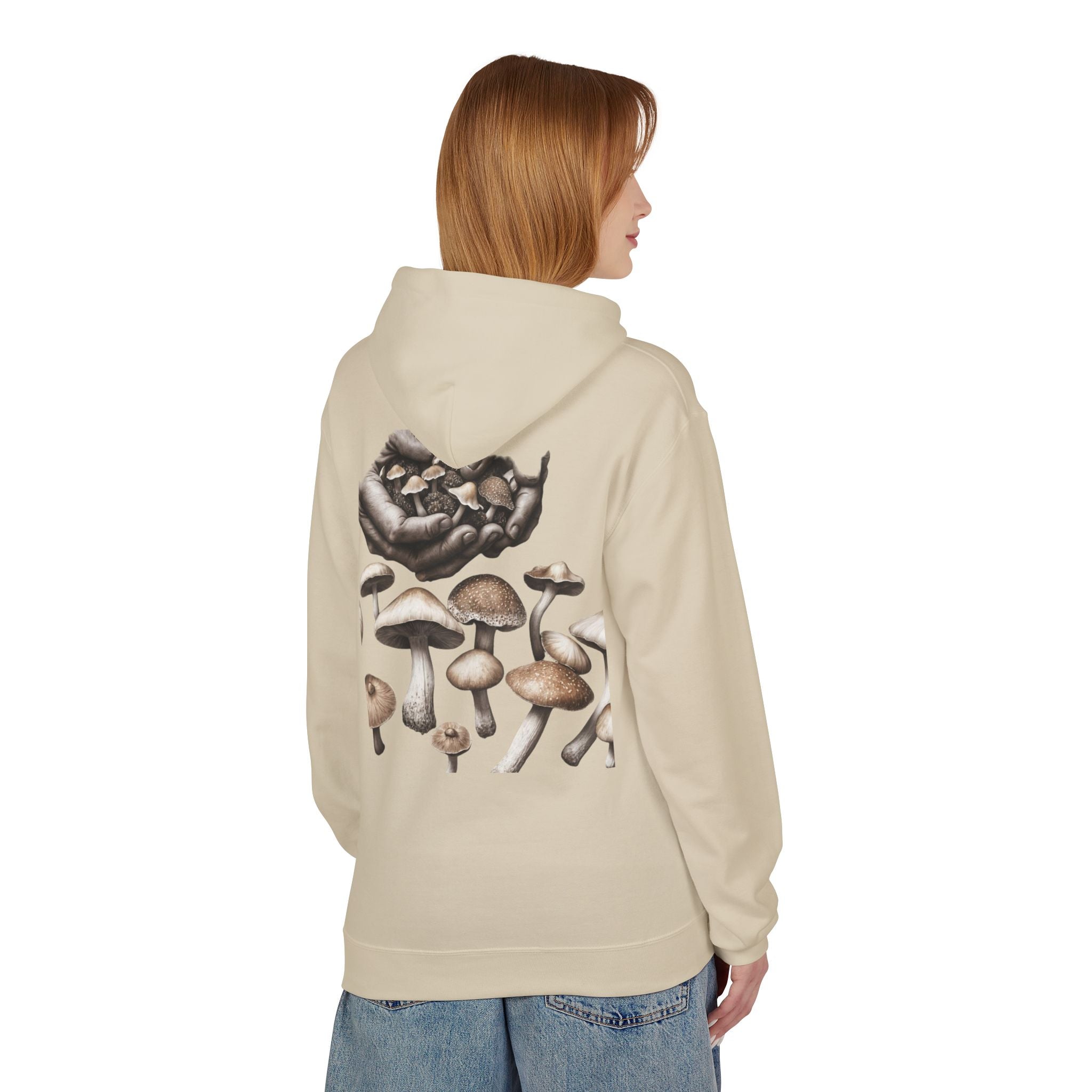 Mushroom Art Hoodie — Botanical Foraging Graphic Pullover