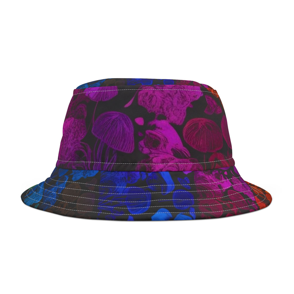 Psychedelic Mushroom Print Bucket Hat - Rainbow Jellyfish & Fungi AOP