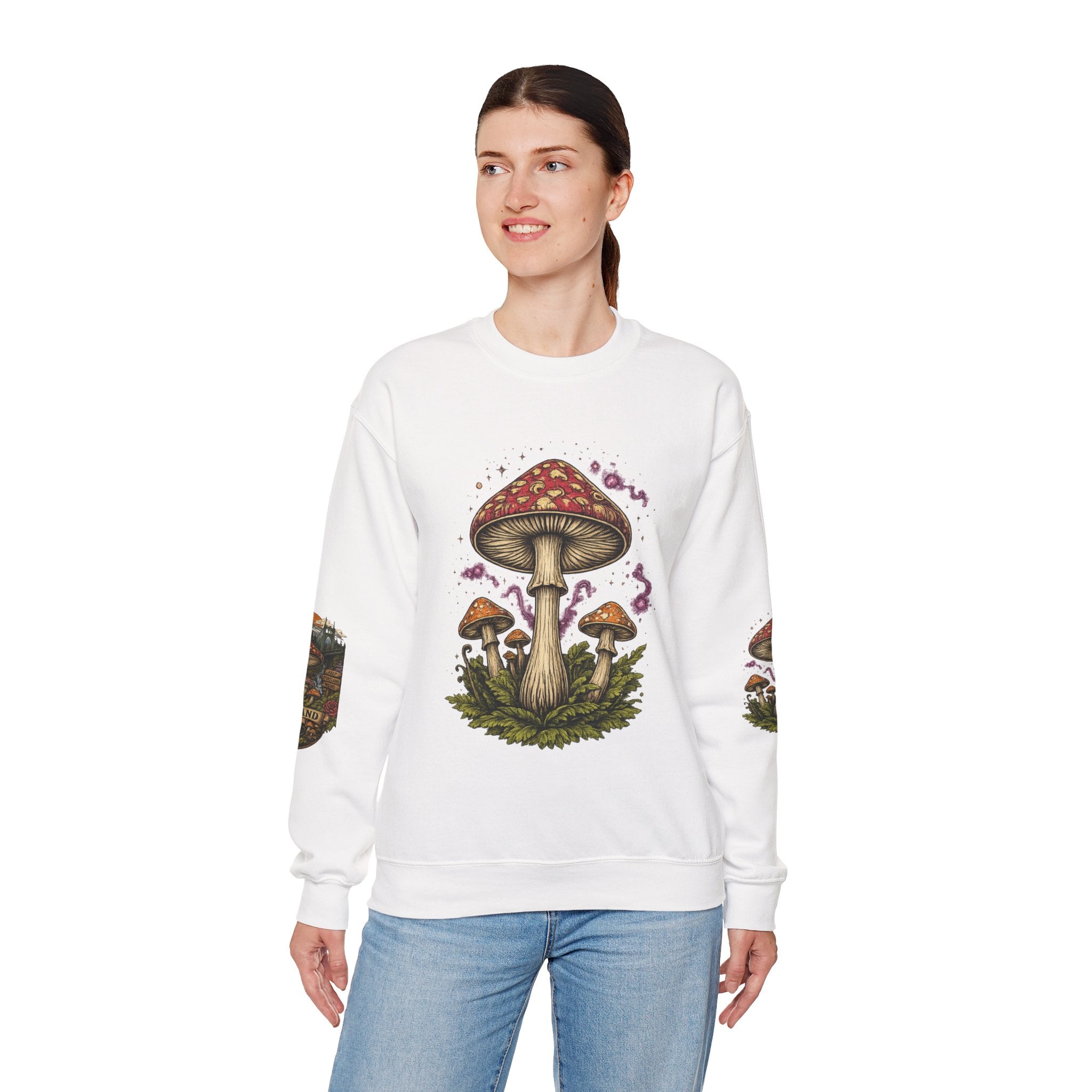 Mushroom Crewneck Sweatshirt — Portland Vintage Psychedelic Fungi Graphic