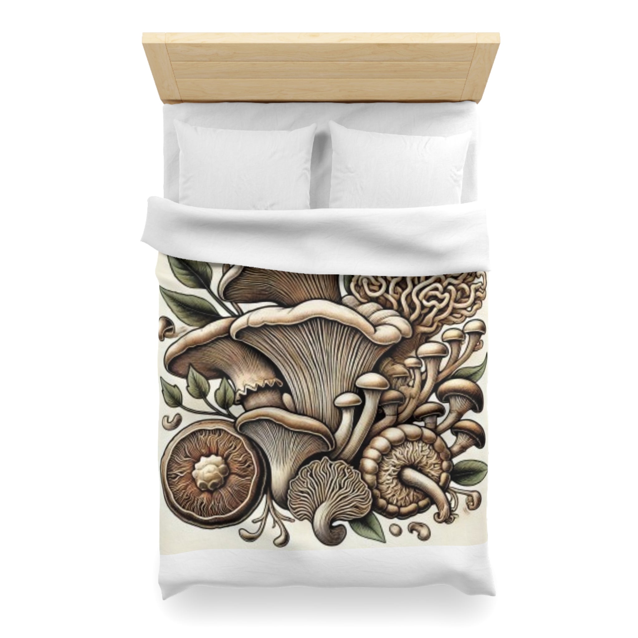 Mushroom Botanical Duvet Cover — Earthy Fungi Illustration Bedding