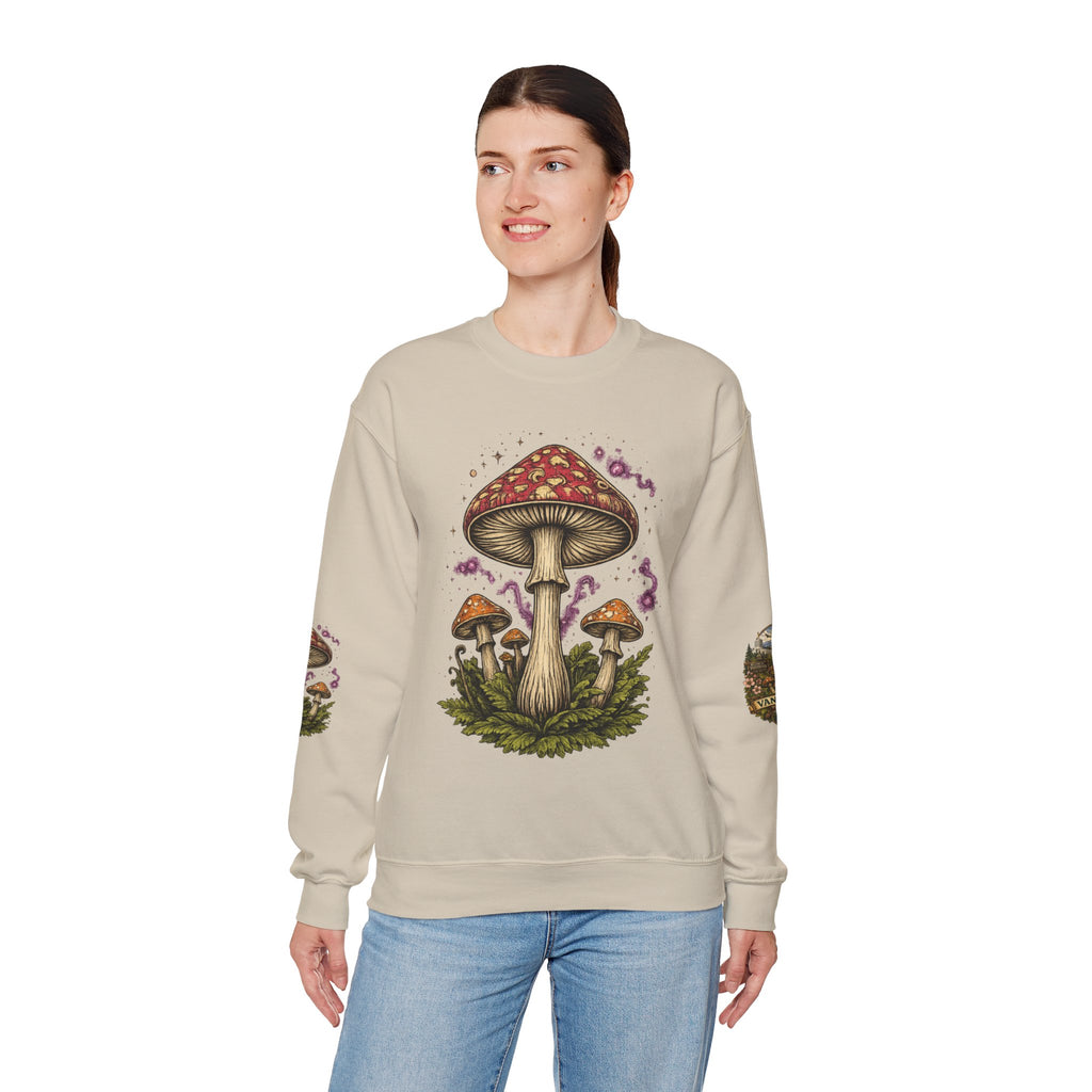 Mushroom Vancouver Crewneck Sweatshirt — Scenic Pacific Northwest Fungi Design