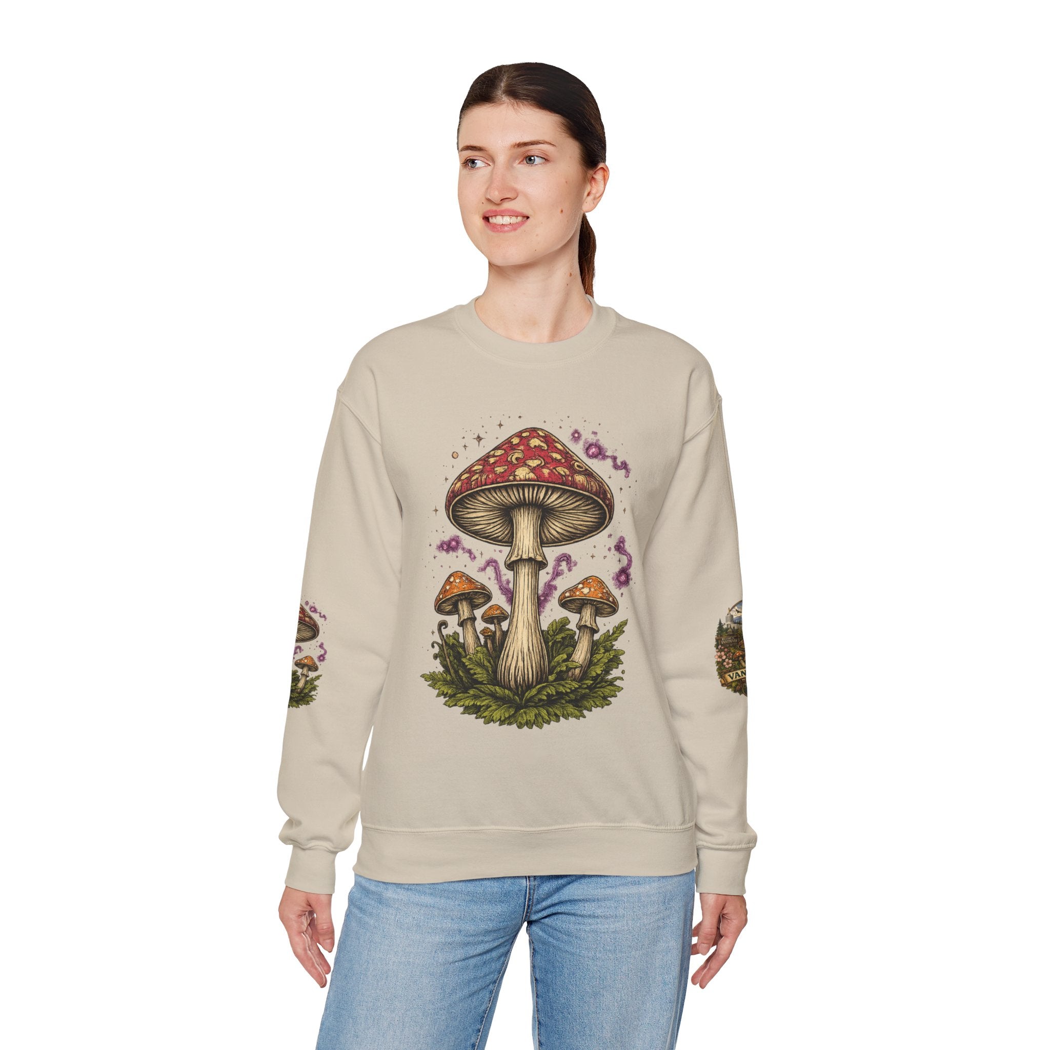 Mushroom Vancouver Crewneck Sweatshirt — Scenic Pacific Northwest Fungi Design