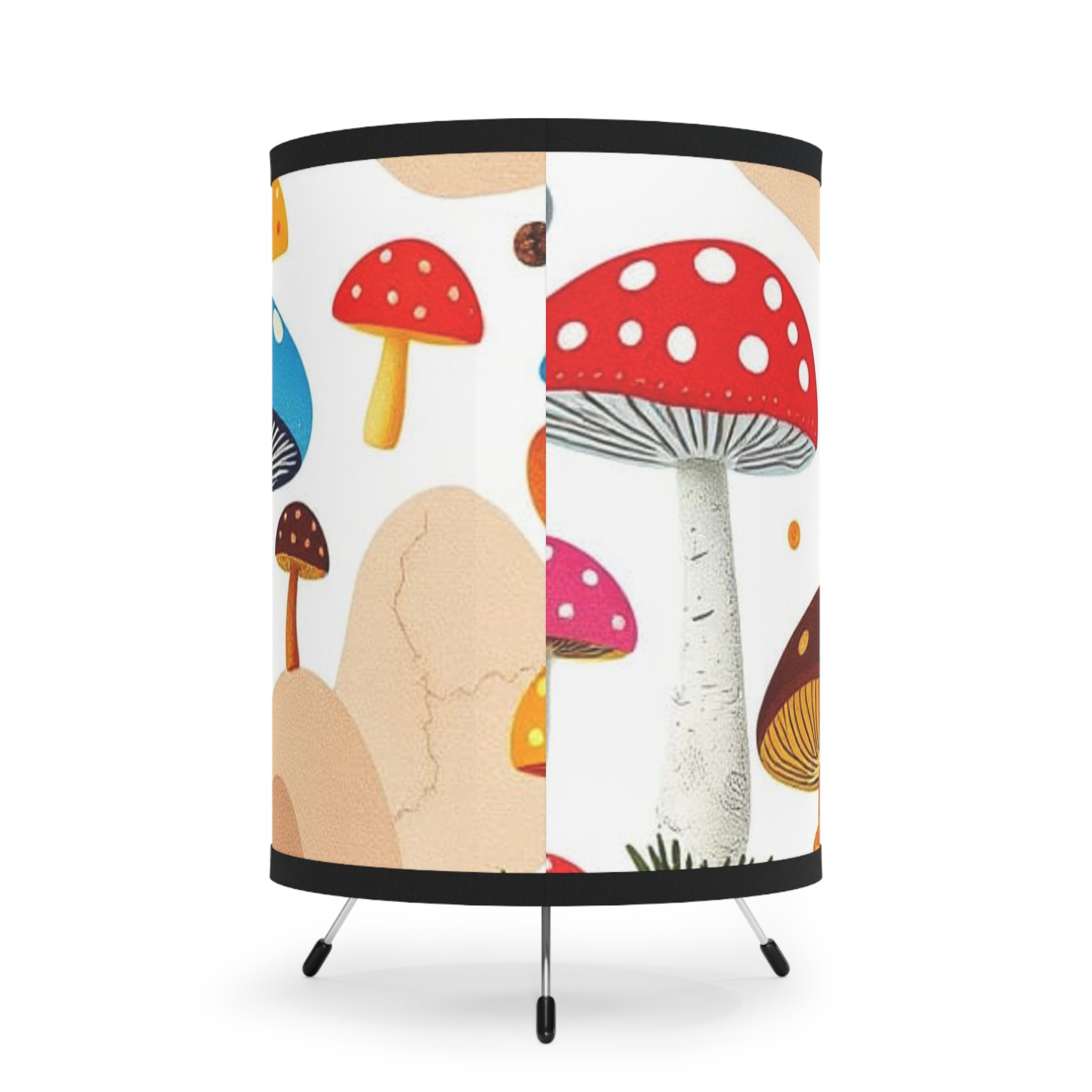 Colorful Mushroom Tripod Lamp, Bohemian Decor, Unique Lighting, Home Decor, Gift for Nature Lovers, Funky Lampshade