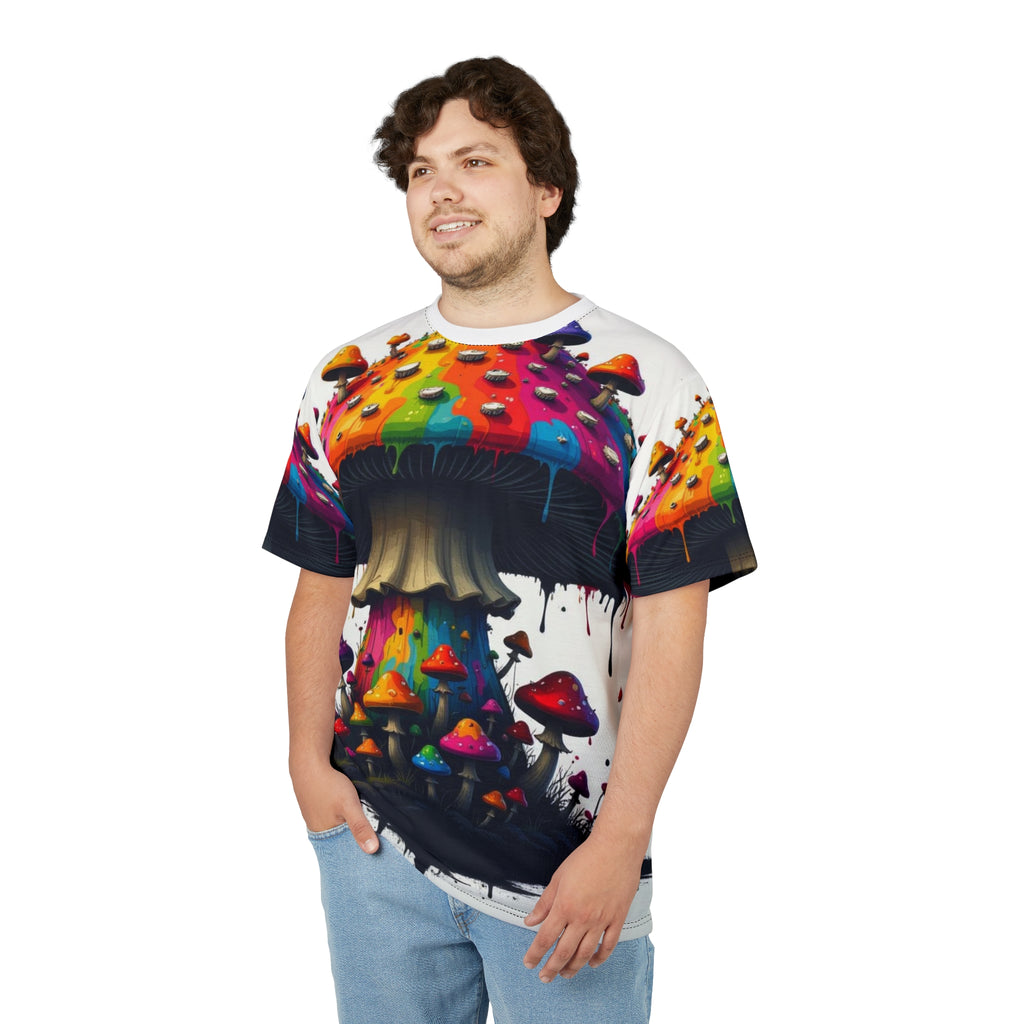 Psychedelic Rainbow Mushroom Tee — All-Over Print