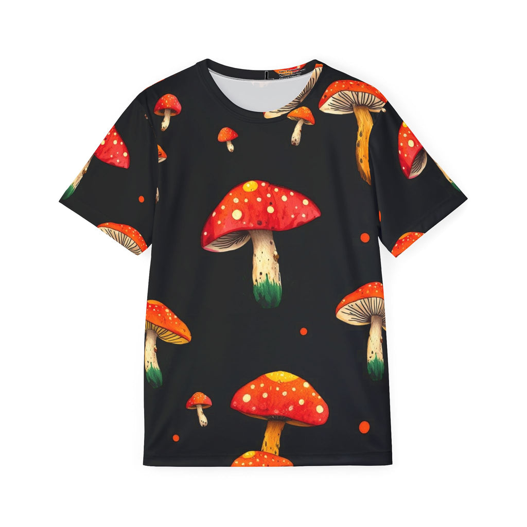 Men's Mushroom Print Sports Jersey — Red Toadstool All-Over Graphic Tee