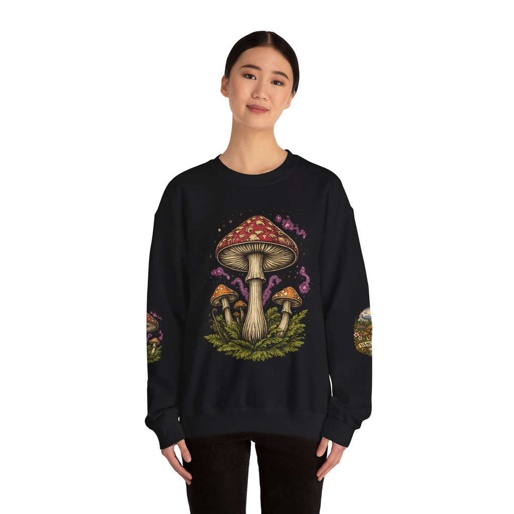 Mushroom Vancouver Crewneck Sweatshirt — Scenic Pacific Northwest Fungi Design