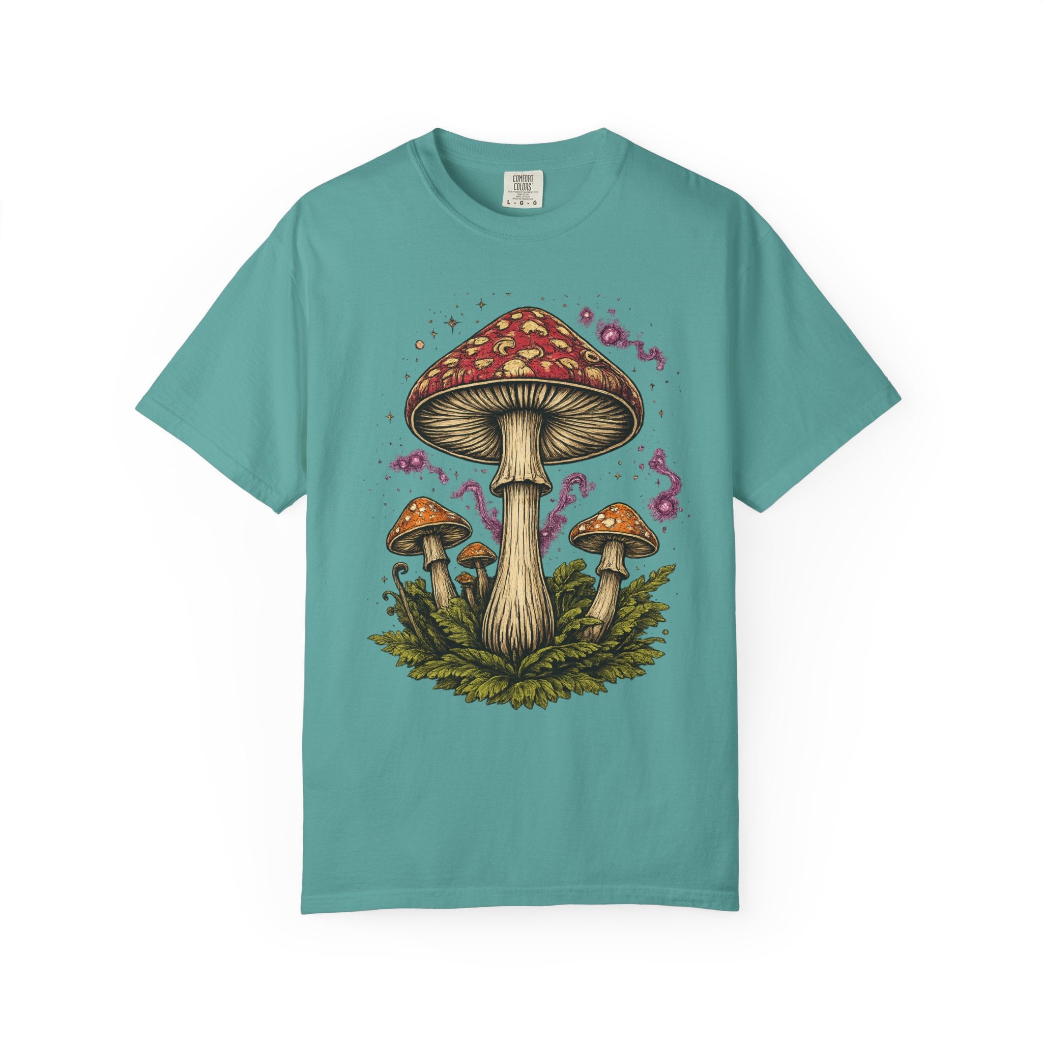 City: Portland Mushroom Graphic T-Shirt — Vintage Forest Amanita Design