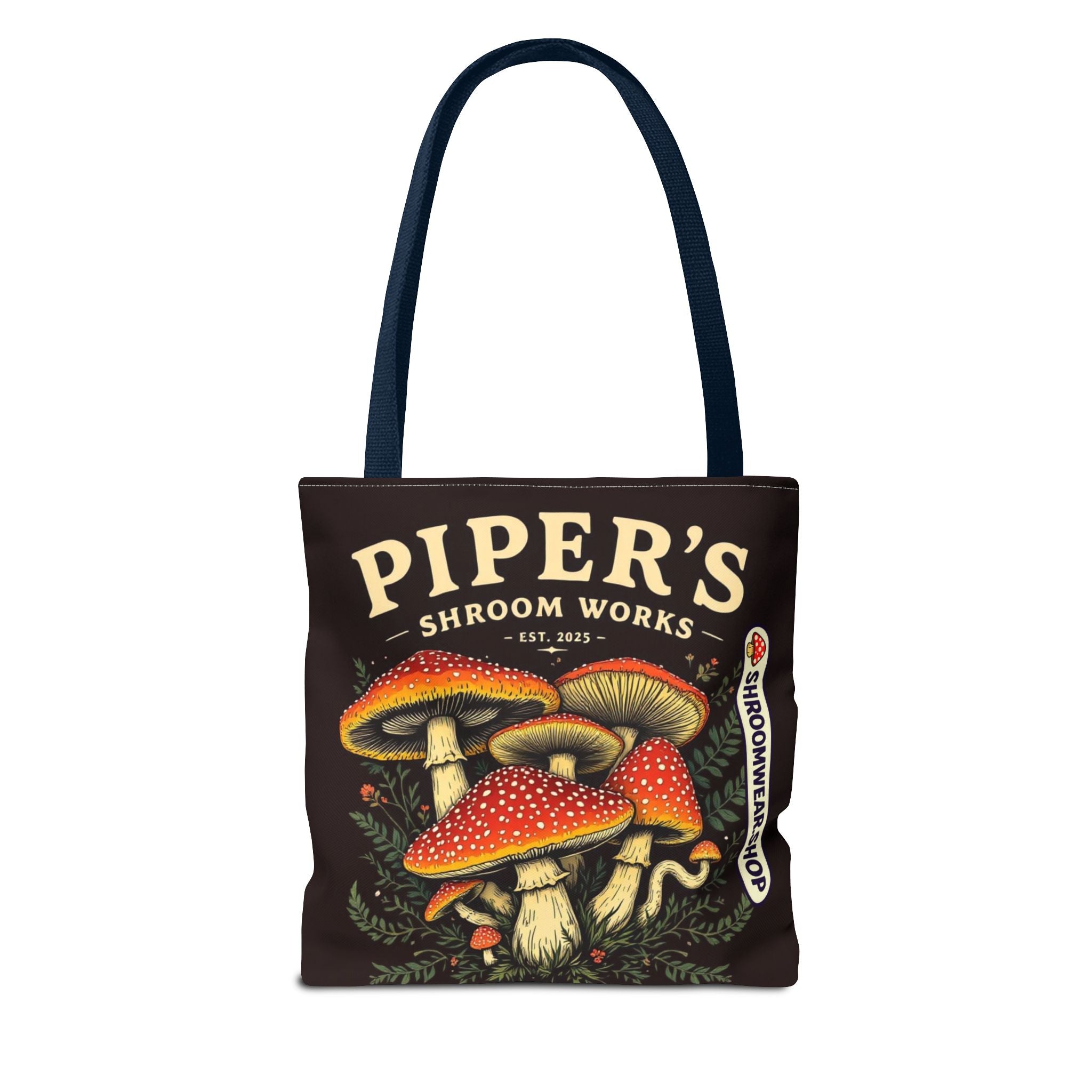 Bag: Mushroom Tote Bag — “Piper’s Shroom Works” Vintage Fungi Market Tote