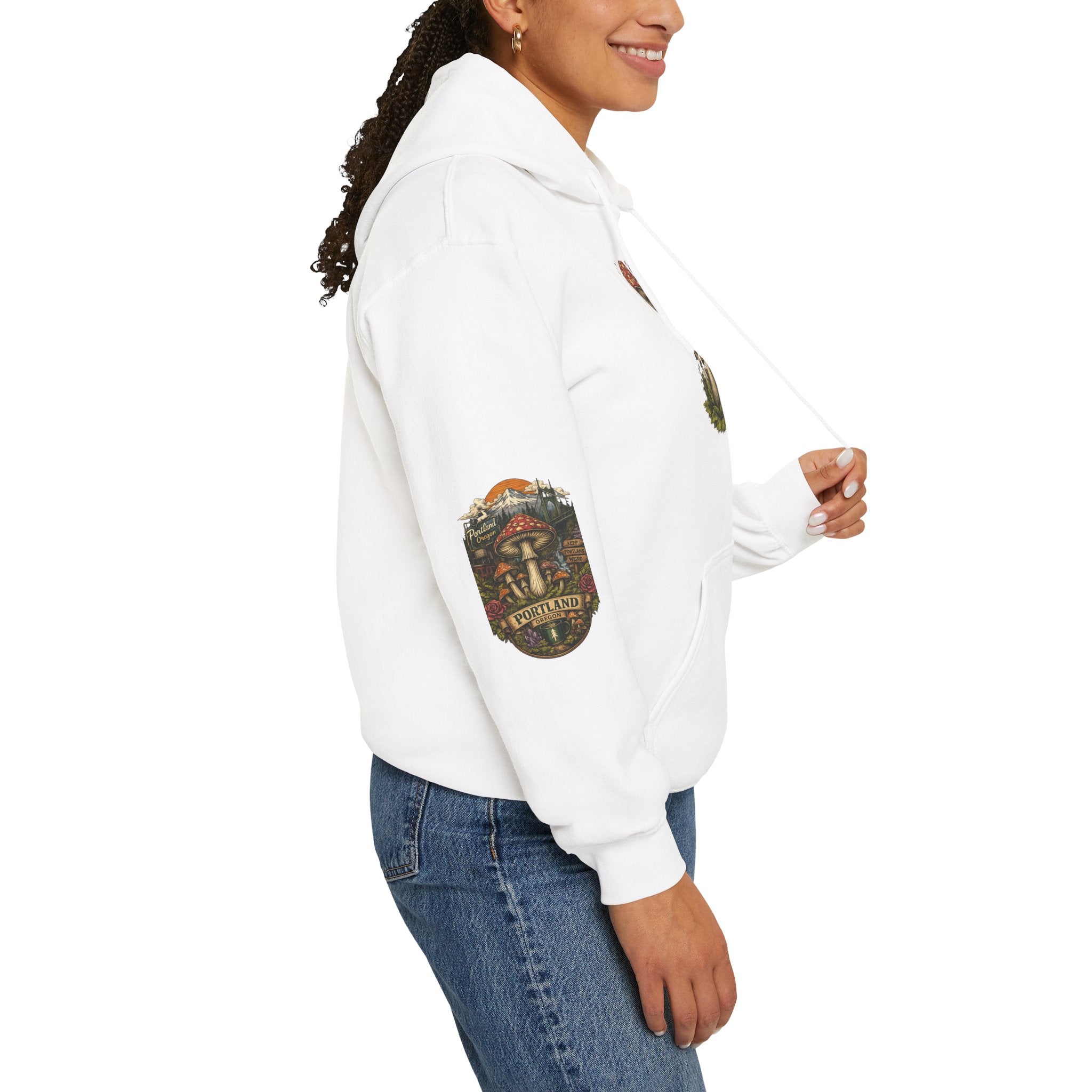 Mushroom Forest Hooded Sweatshirt — Portland Nature Graphic Hoodie