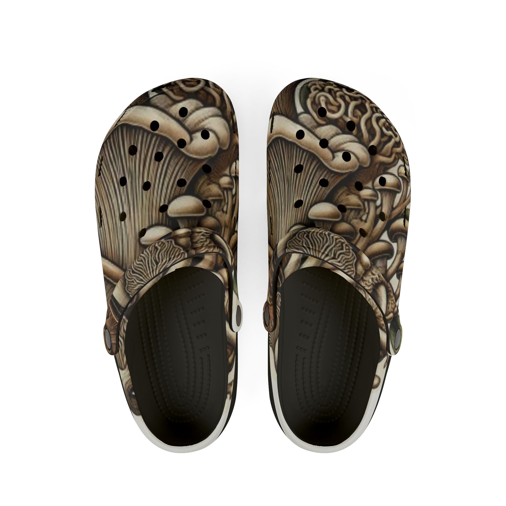 Mushroom Art EVA Clogs — Brown Psychedelic Fungi Clogs