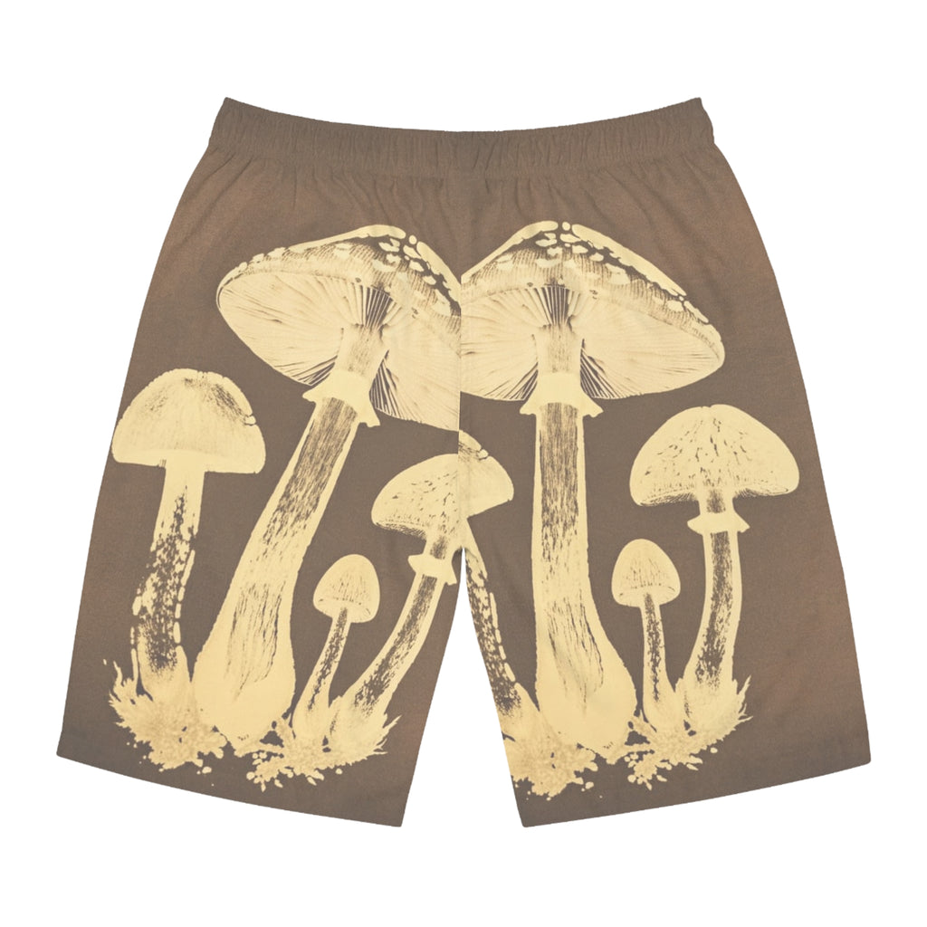 Shorts de bain imprimé champignons — Short de bain style surf botanique vintage