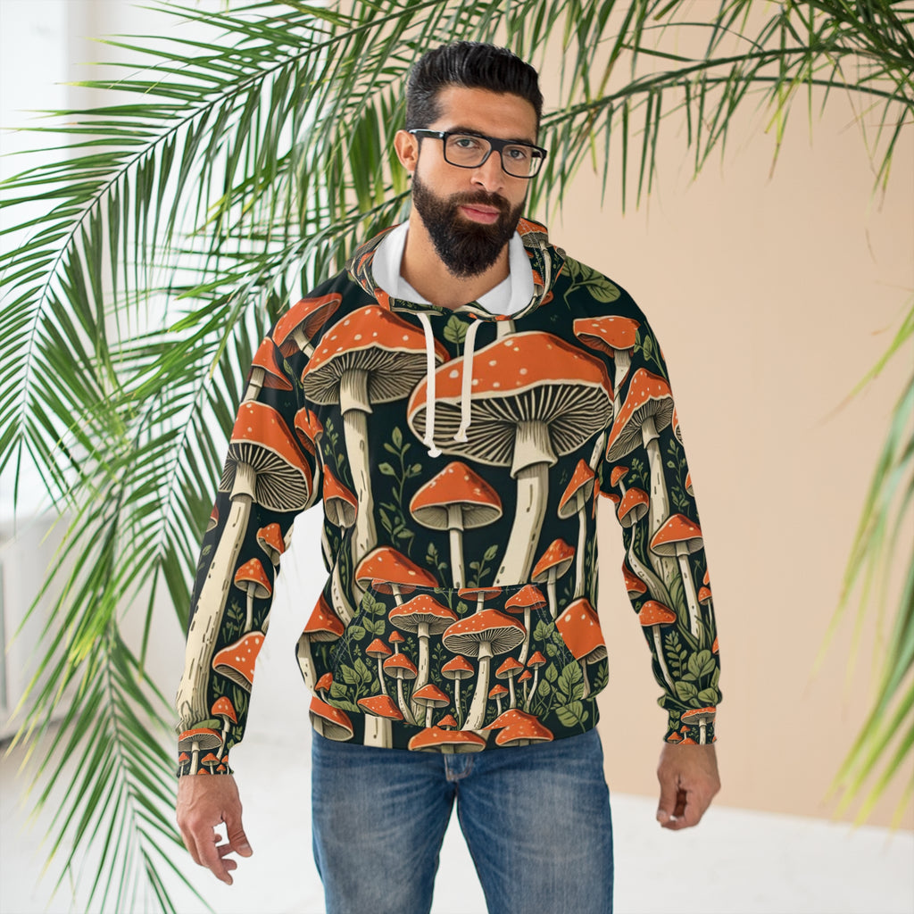 Mushroom Forest Hoodie – All-Over Print Psychedelic Toadstool Pullover