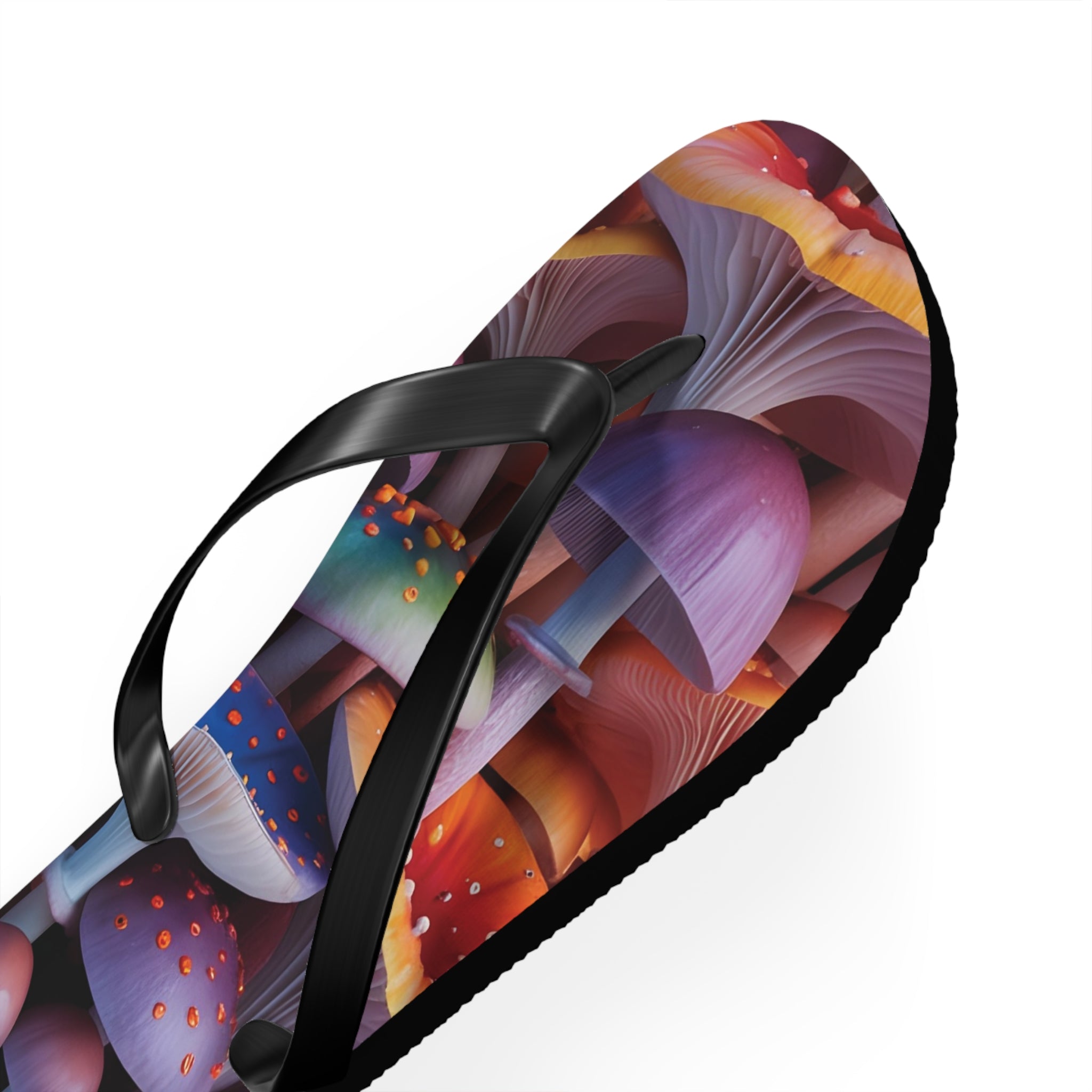 Flops: Psychedelic Mushroom Flip Flops - Colorful Fantasy Beach Sandals