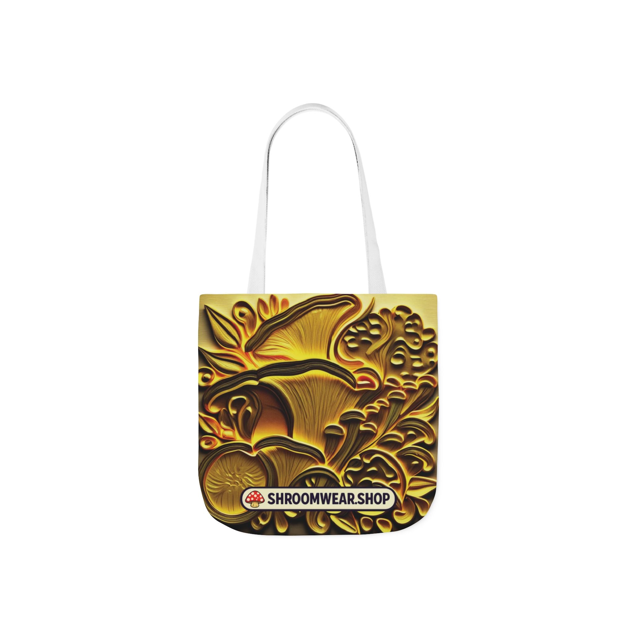 Tote Bag : Golden Mushroom Canvas Tote Bag — Psychedelic Fungi Art Tote