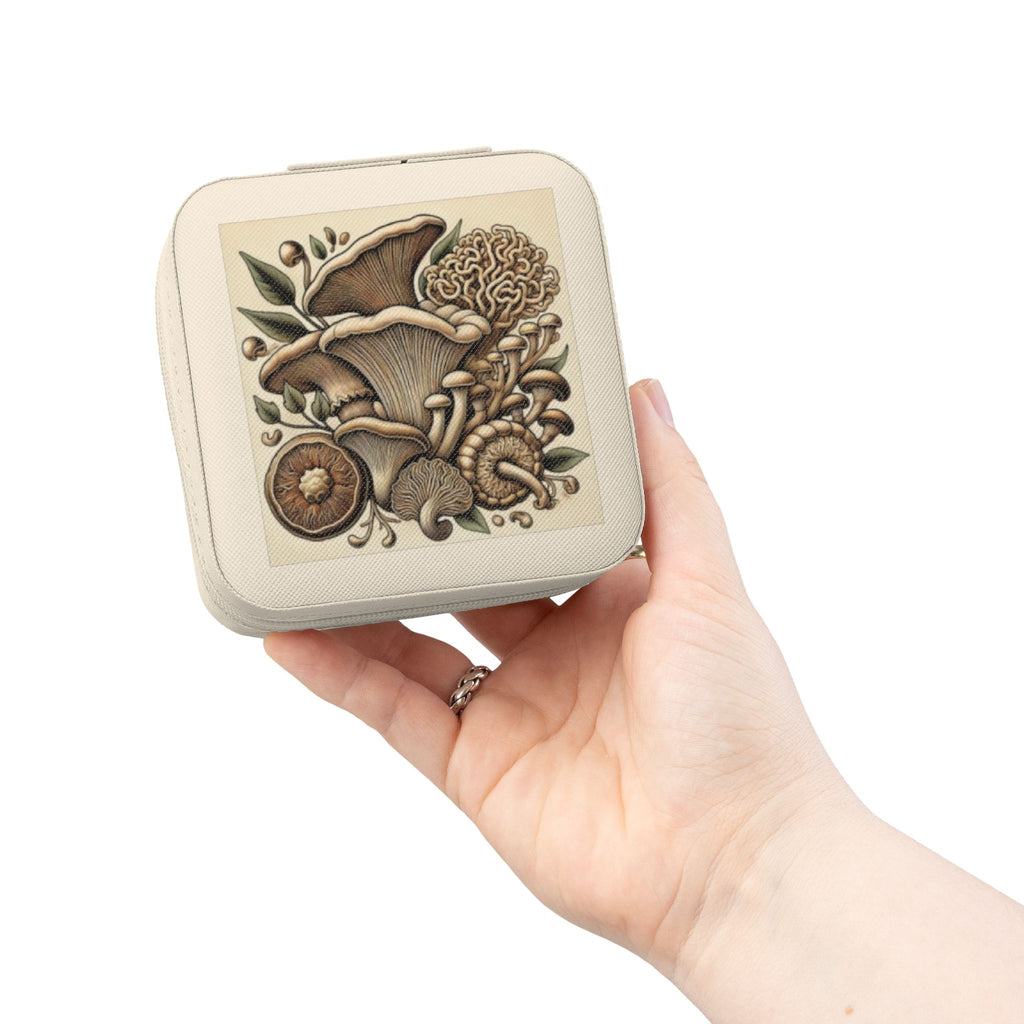 Mushroom Garden Jewelry Travel Case – Compact Velvet-Lined Organizer