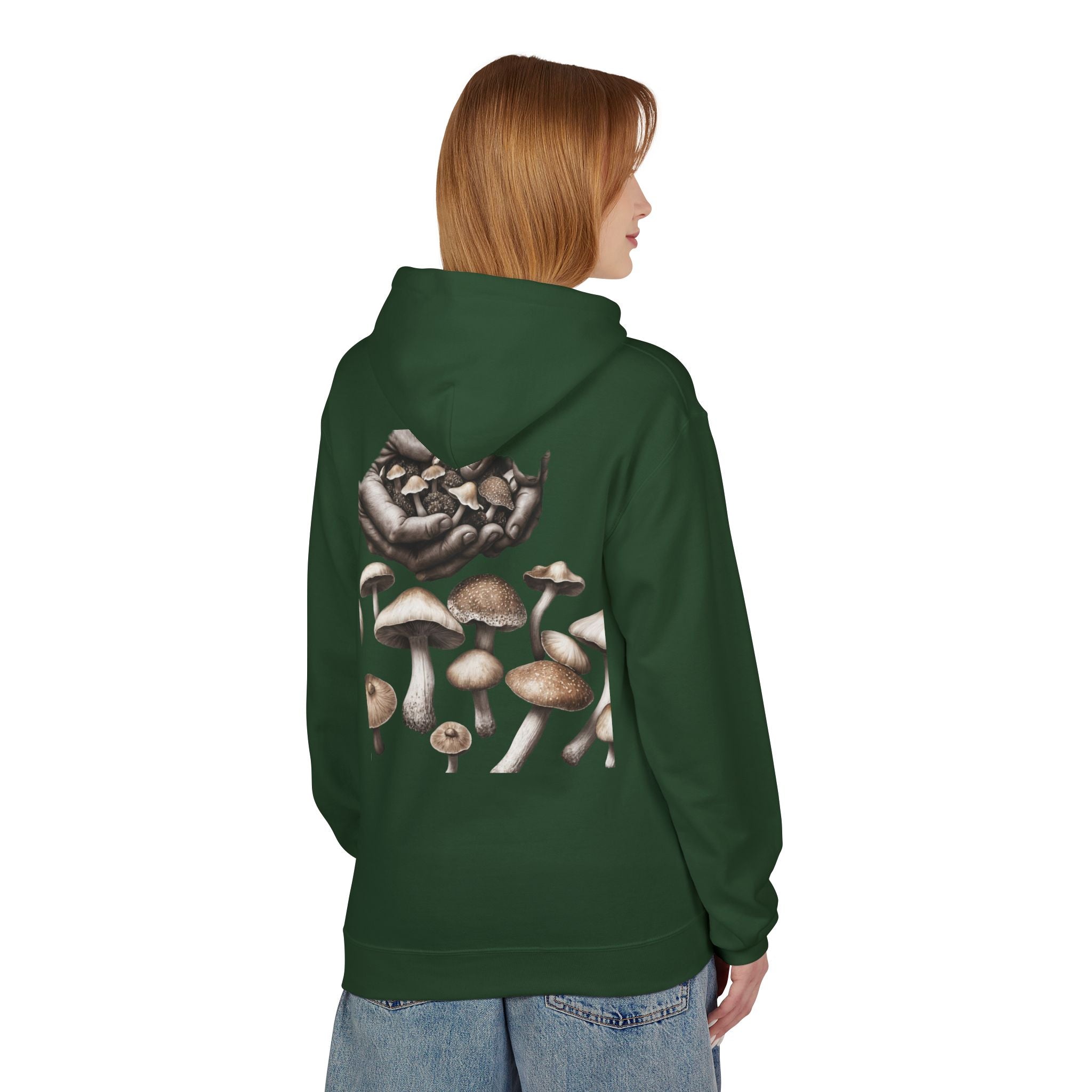 Mushroom Art Hoodie — Botanical Foraging Graphic Pullover