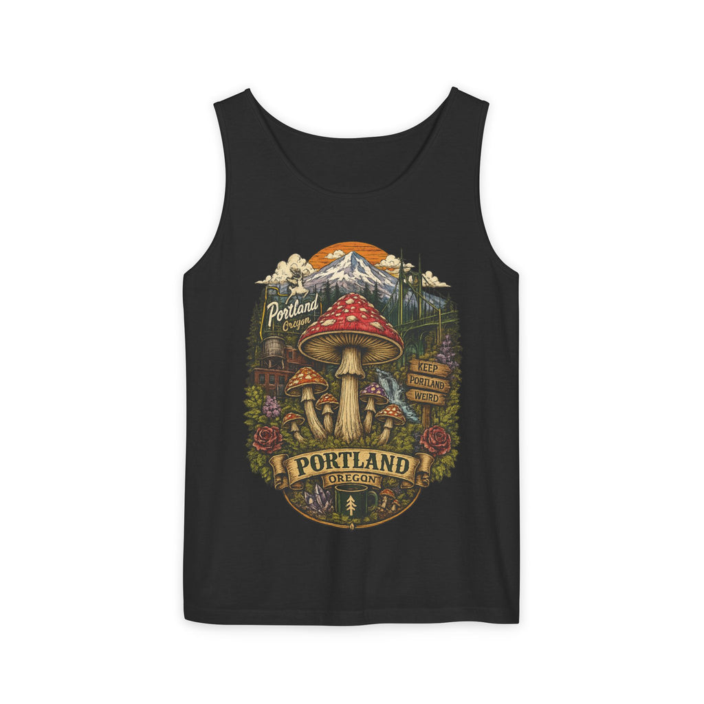 Portland Mushroom Tank Top — Vintage Forest Travel Graphic
