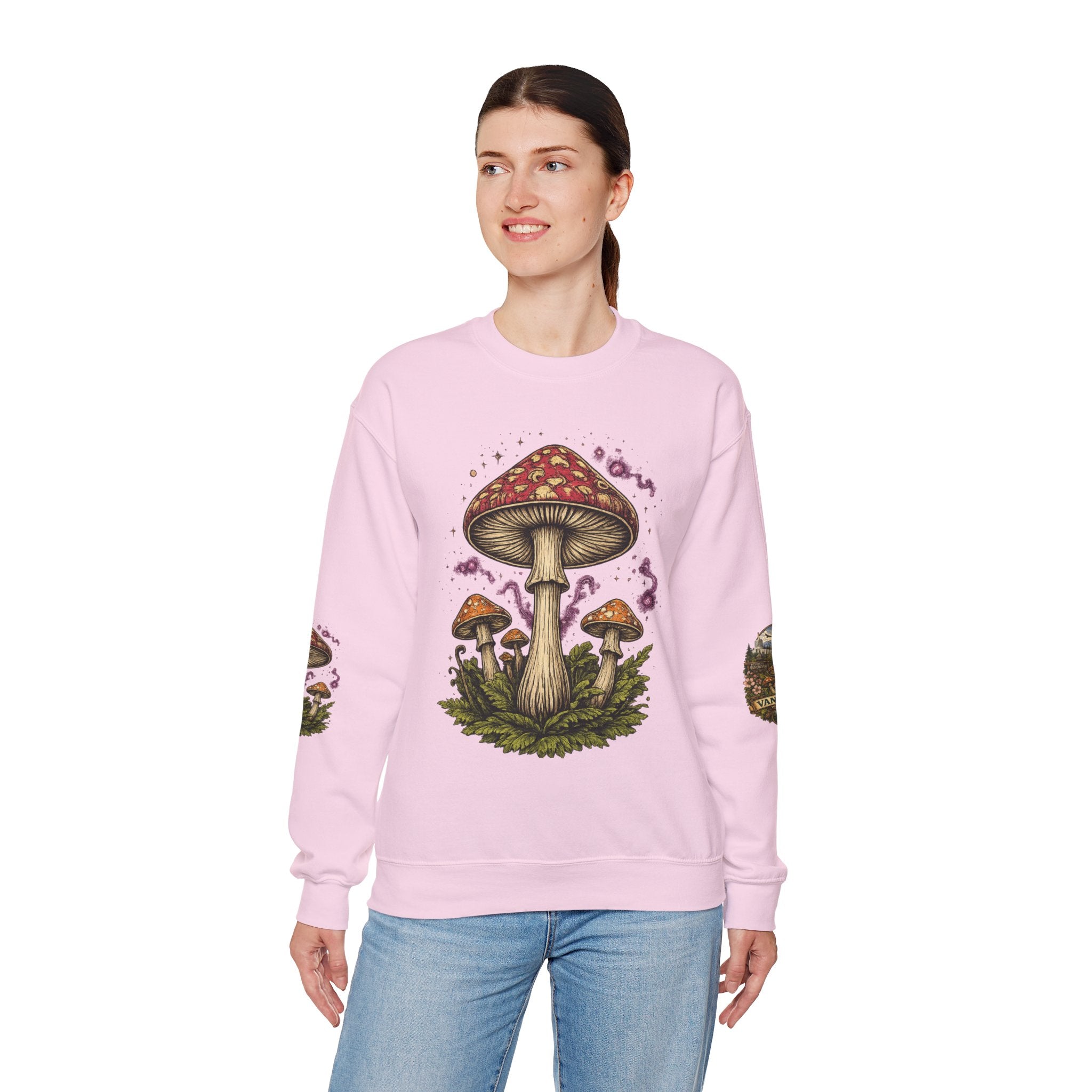 Mushroom Vancouver Crewneck Sweatshirt — Scenic Pacific Northwest Fungi Design