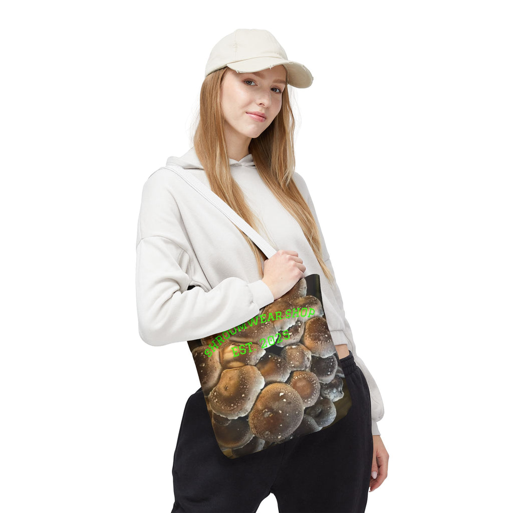 Bag: Mushroom Print Tote Bag-Over-Print Canvas Tote