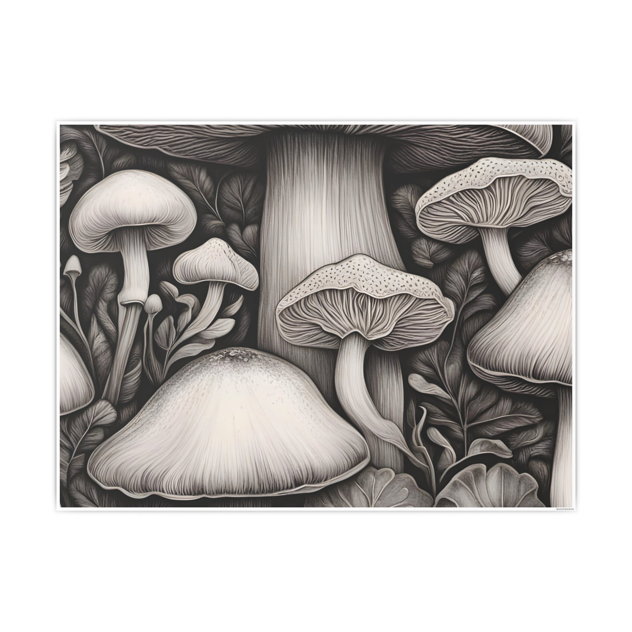 Poster: Mushroom Illustration Poster — Botanical Fungi Art Print