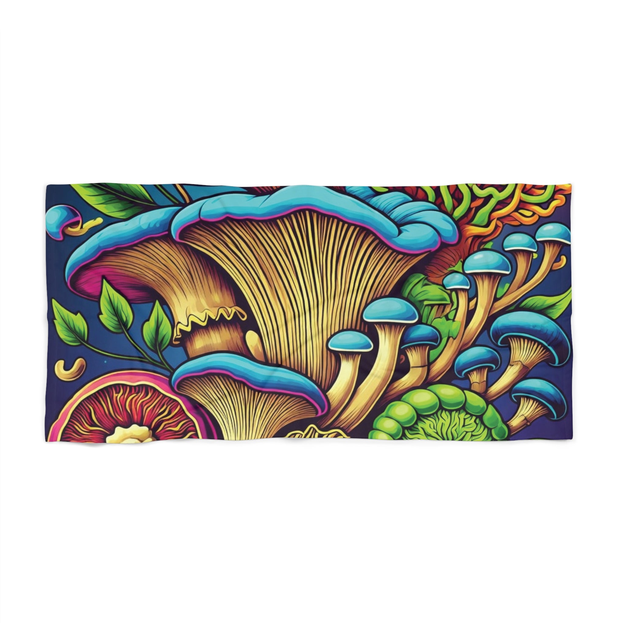 Psychedelic Mushroom Beach Towel — Vibrant Tropical Fungi Design