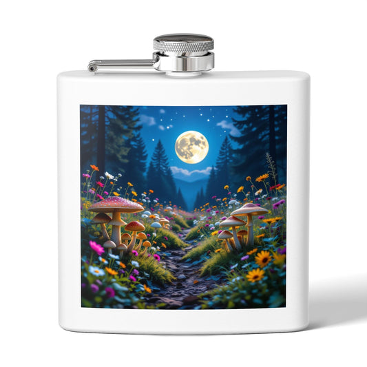 🌲 Moonlit Grove Stainless Steel Flask – Sip with a Side of Magic 🍄🌕