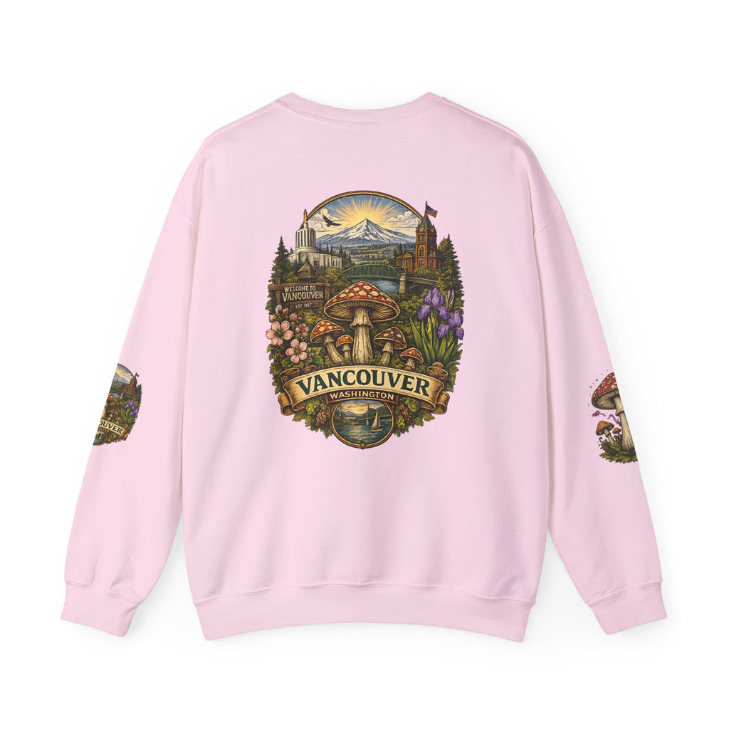Mushroom Vancouver Crewneck Sweatshirt — Scenic Pacific Northwest Fungi Design