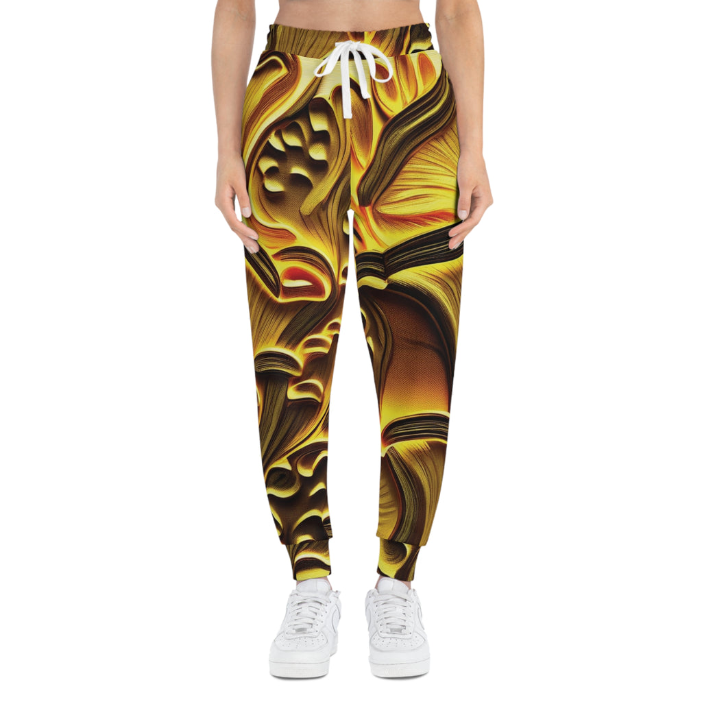 Golden Swirl Athletic Joggers — Abstract Marble Print Joggers