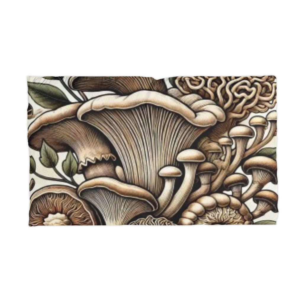 Mushroom Garden Microfiber Pillowcase — Botanical Fungi Decorative Pillow Cover