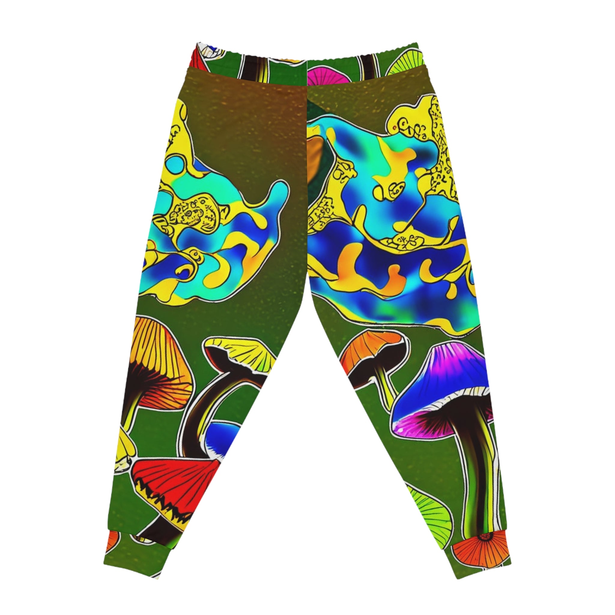 Psychedelic Mushroom Athletic Joggers — Colorful All-Over-Print Lounge Pants