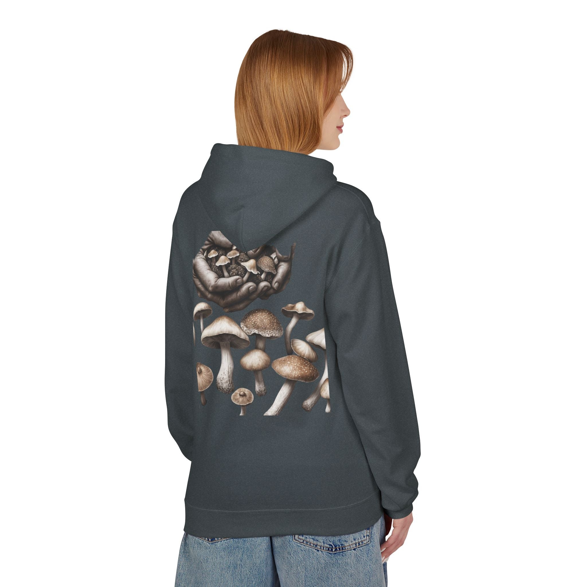 Mushroom Art Hoodie — Botanical Foraging Graphic Pullover