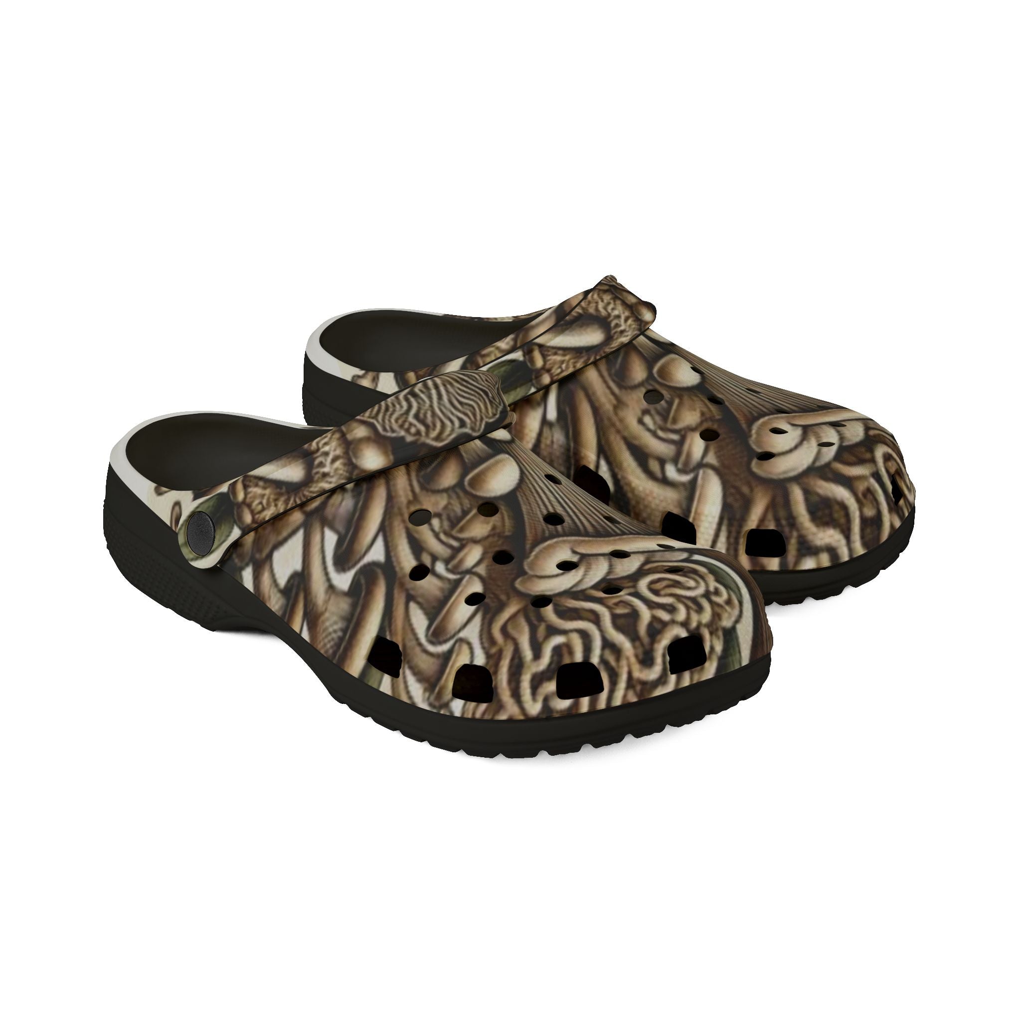 Mushroom Art EVA Clogs — Brown Psychedelic Fungi Clogs