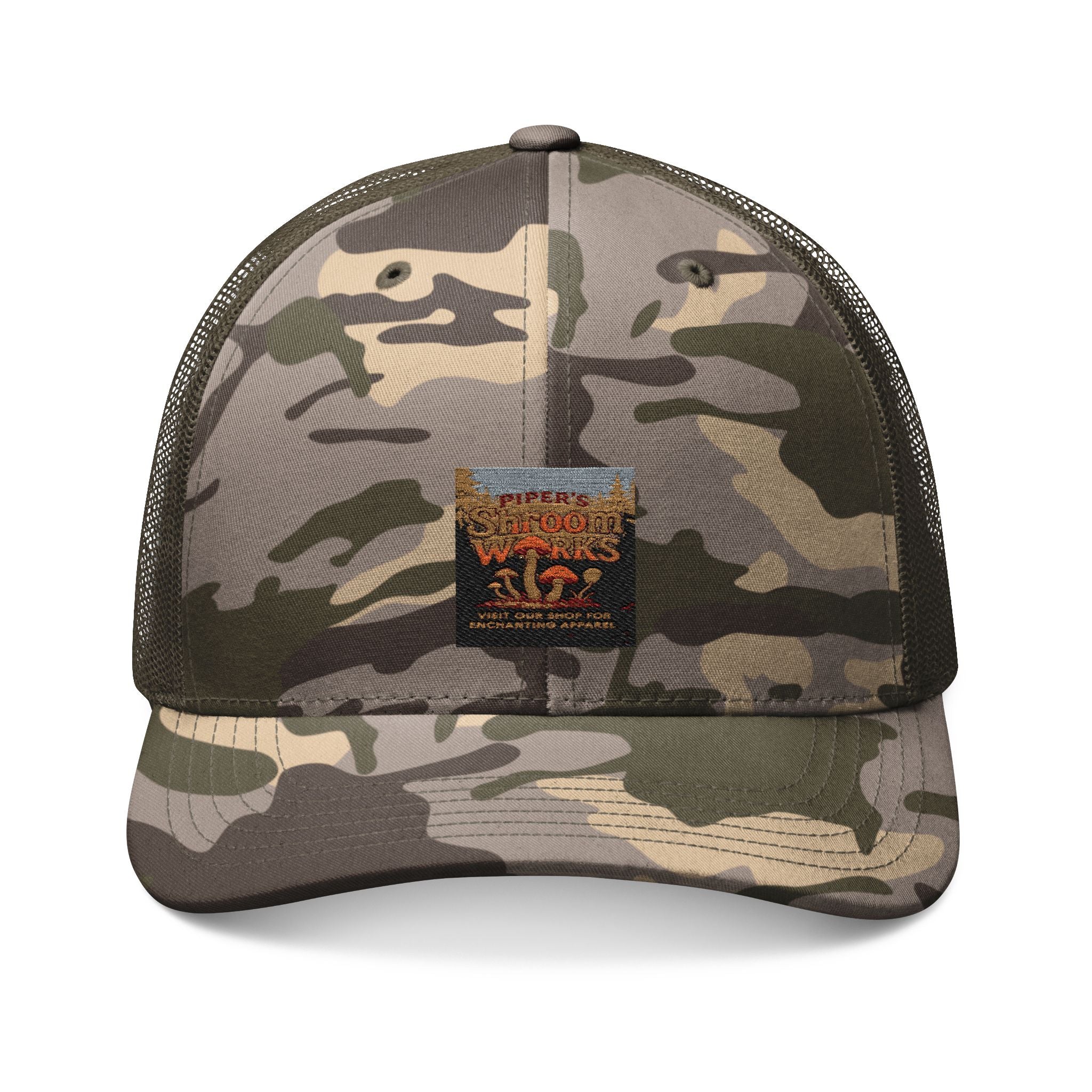 Embroidered Camo Trucker Hat — Outdoor Military Style Cap