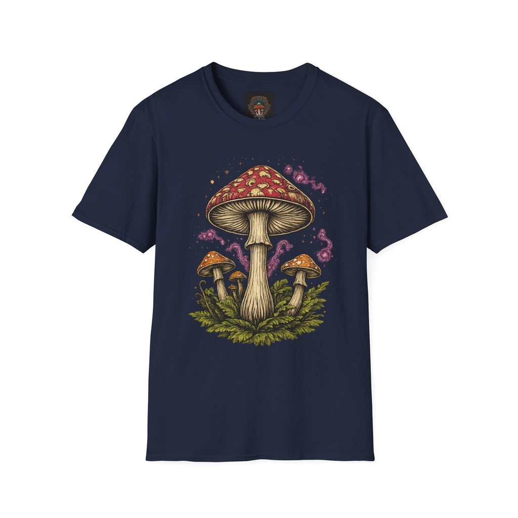 Psychedelic Mushroom Graphic T-Shirt — Red Amanita Illustration