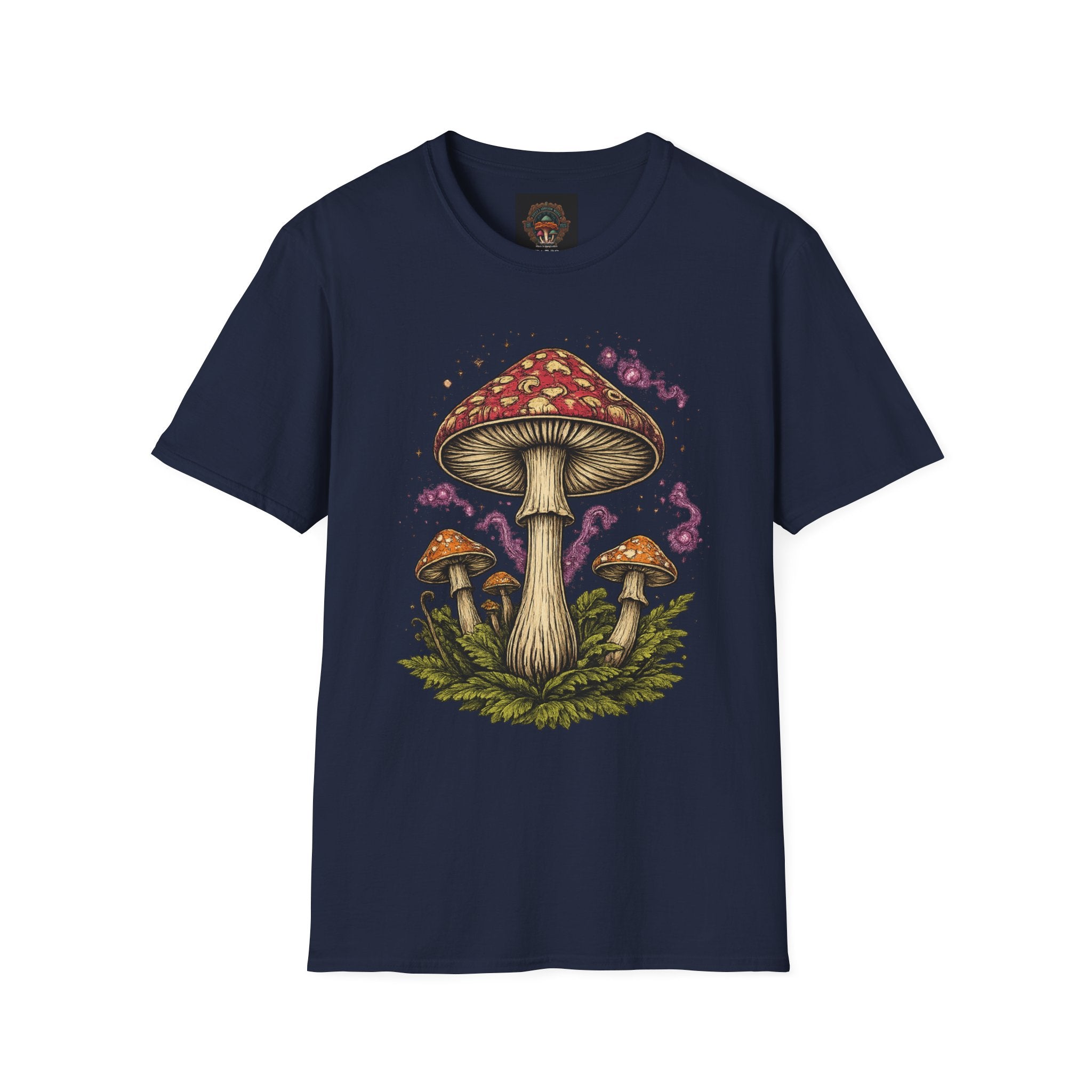 Psychedelic Mushroom Graphic T-Shirt — Red Amanita Illustration