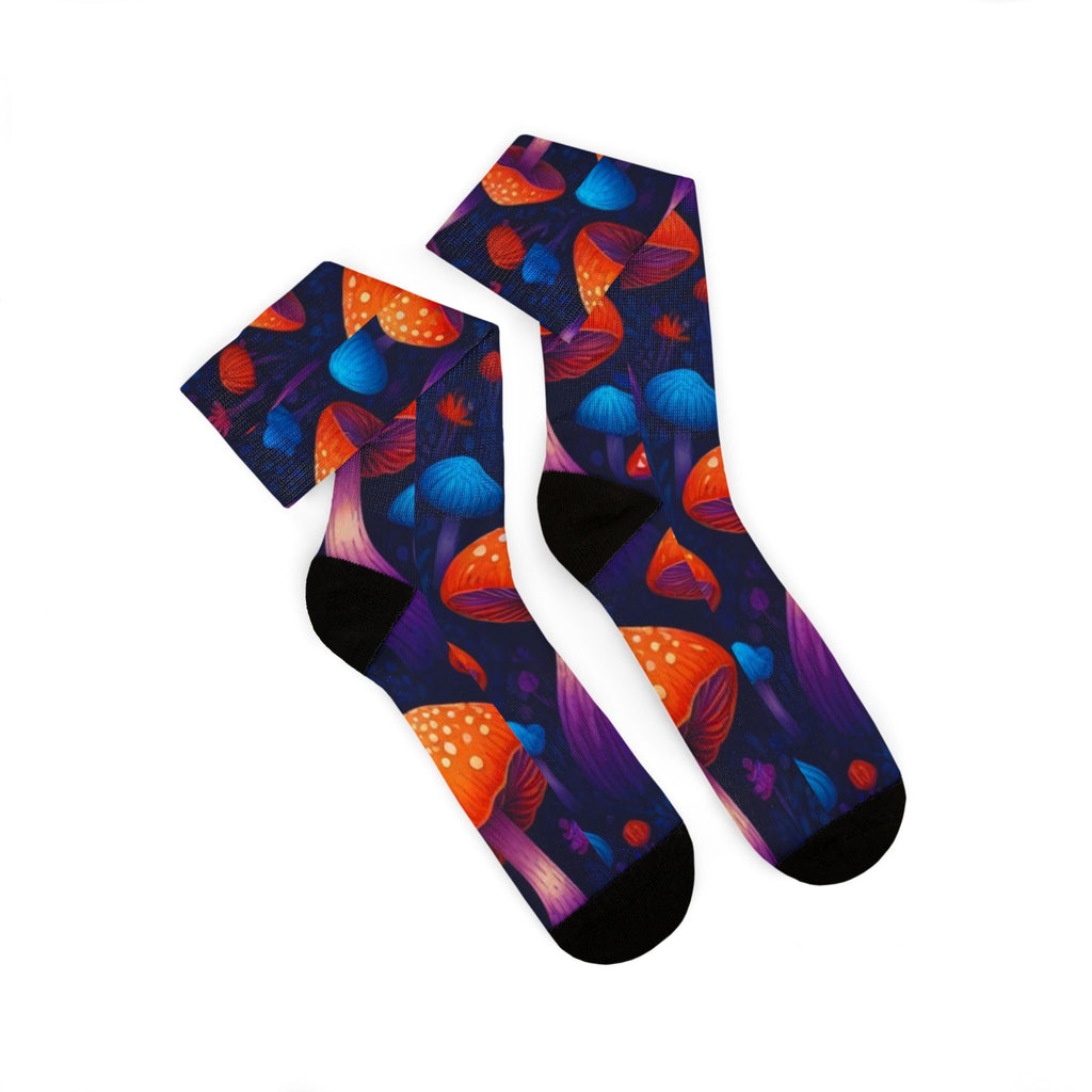 Socks: Psychedelic Mushroom Art Socks — Vibrant Sublimation Crew Socks