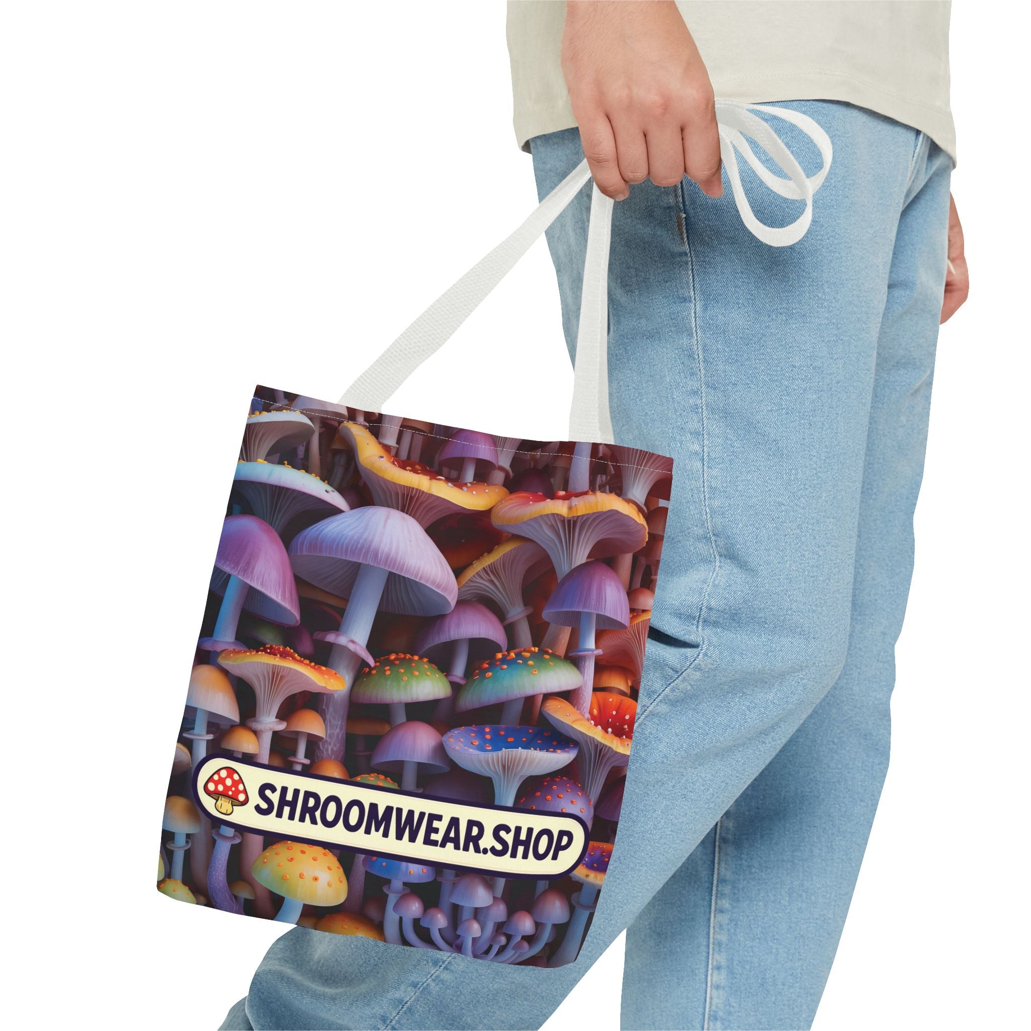 Tote Bag: Psychedelic Mushroom Tote Bag — Colorful Shroom Print Tote