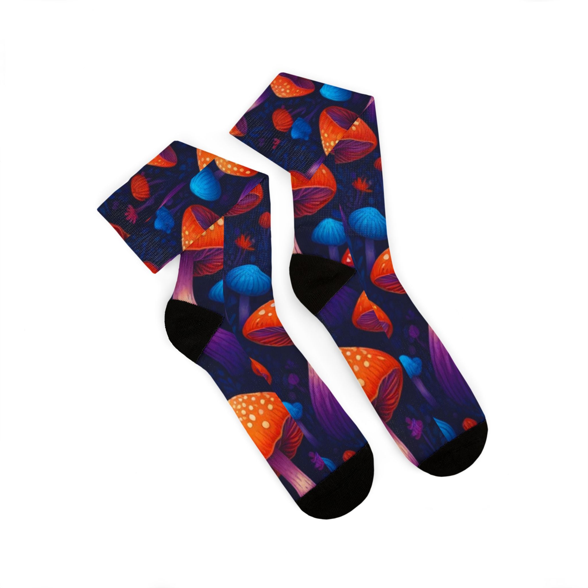 Socks: Psychedelic Mushroom Art Socks — Vibrant Sublimation Crew Socks
