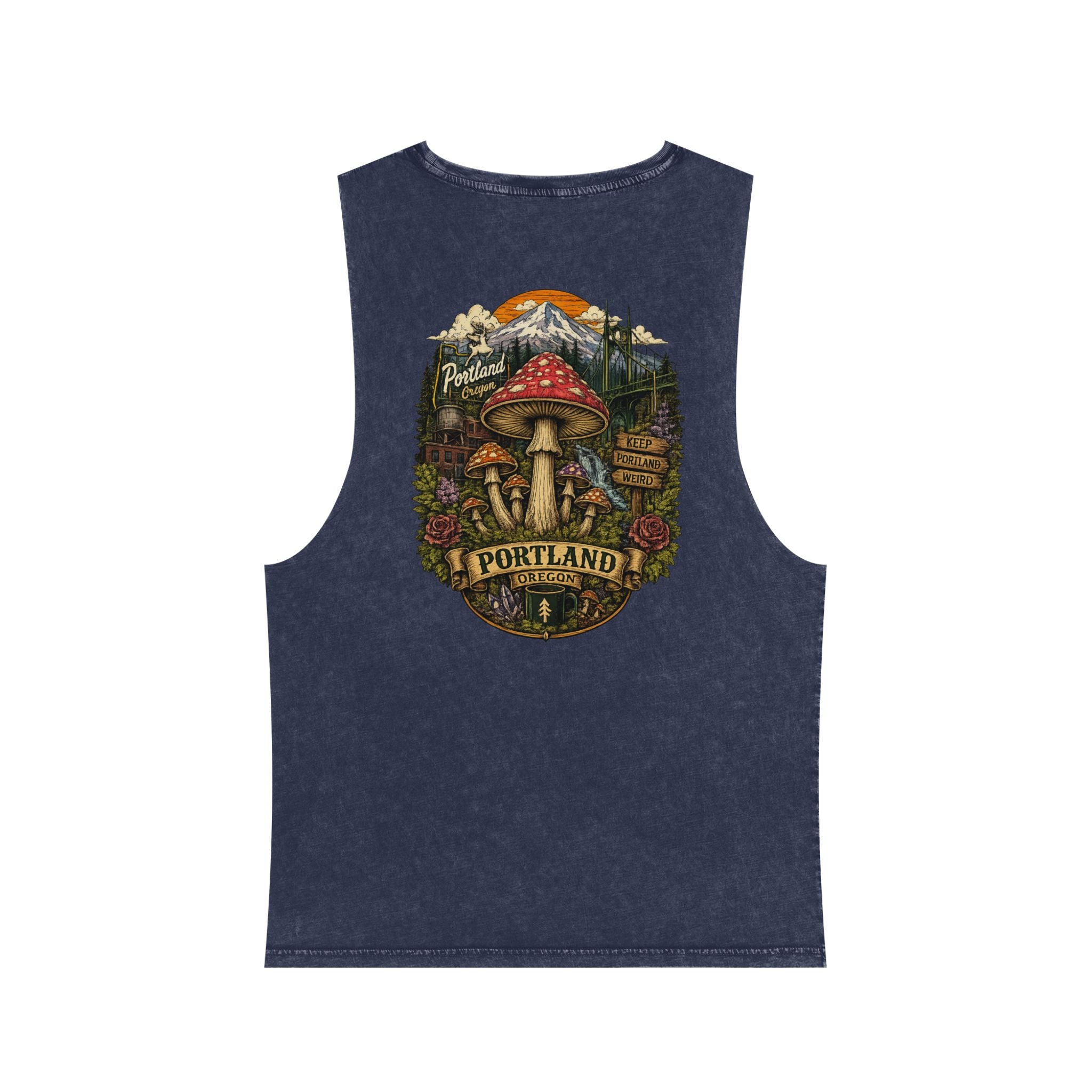 City: Stonewash Tank Top: Mushroom Festival Tank — Farmers Markets Map Stonewash Tank