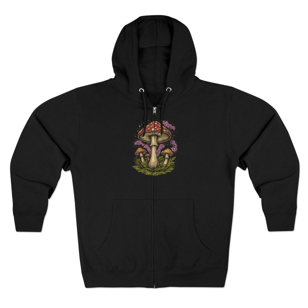 Portland Mushroom Zip Hoodie — Vintage Psychedelic Fungi Forest Jacket