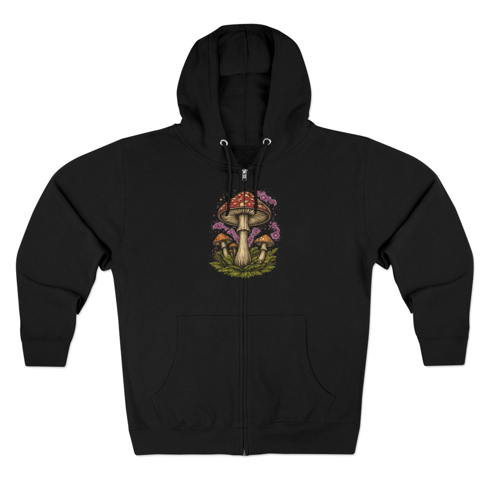 Portland Mushroom Zip Hoodie — Vintage Psychedelic Fungi Forest Jacket