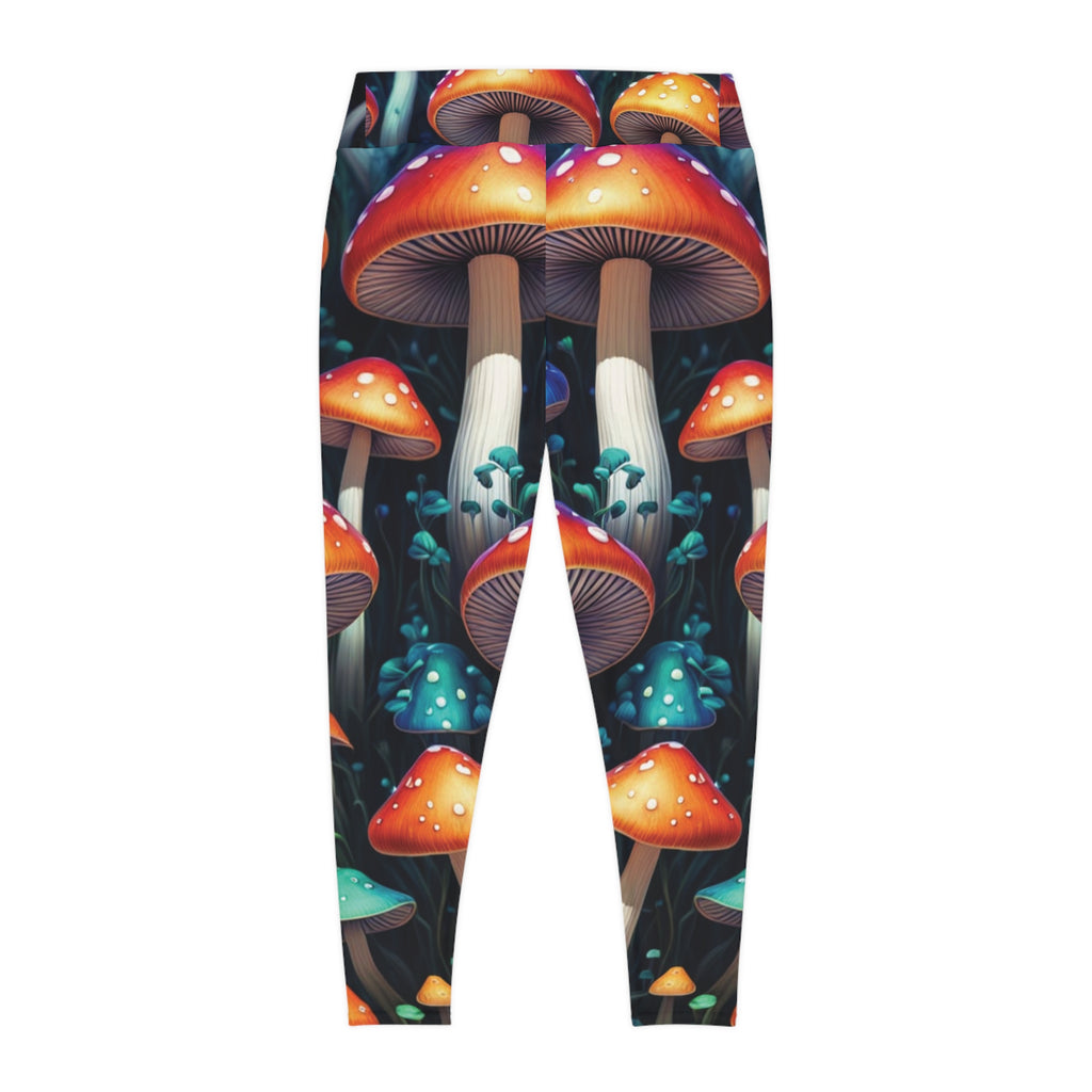 Plus Size Mushroom Leggings — Psychedelic Forest Print All-Over