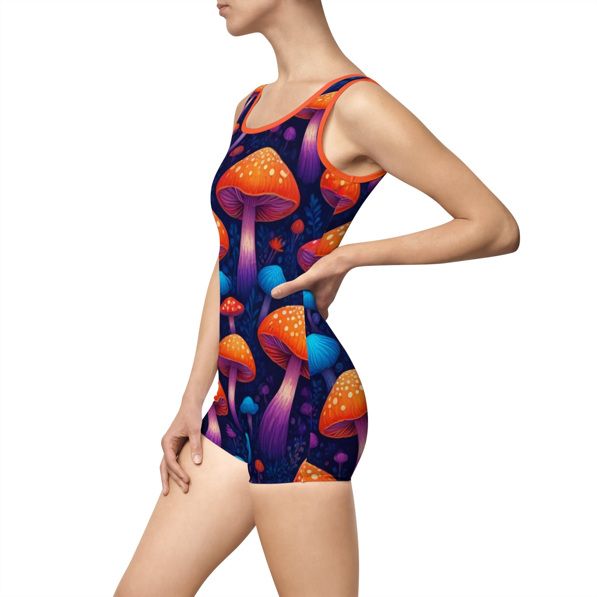 Vibrant Vintage Mushroom Swimsuit - Retro Summer Swimwear, Beachwear, Pool Party, Bohemian Style, Gift for Her