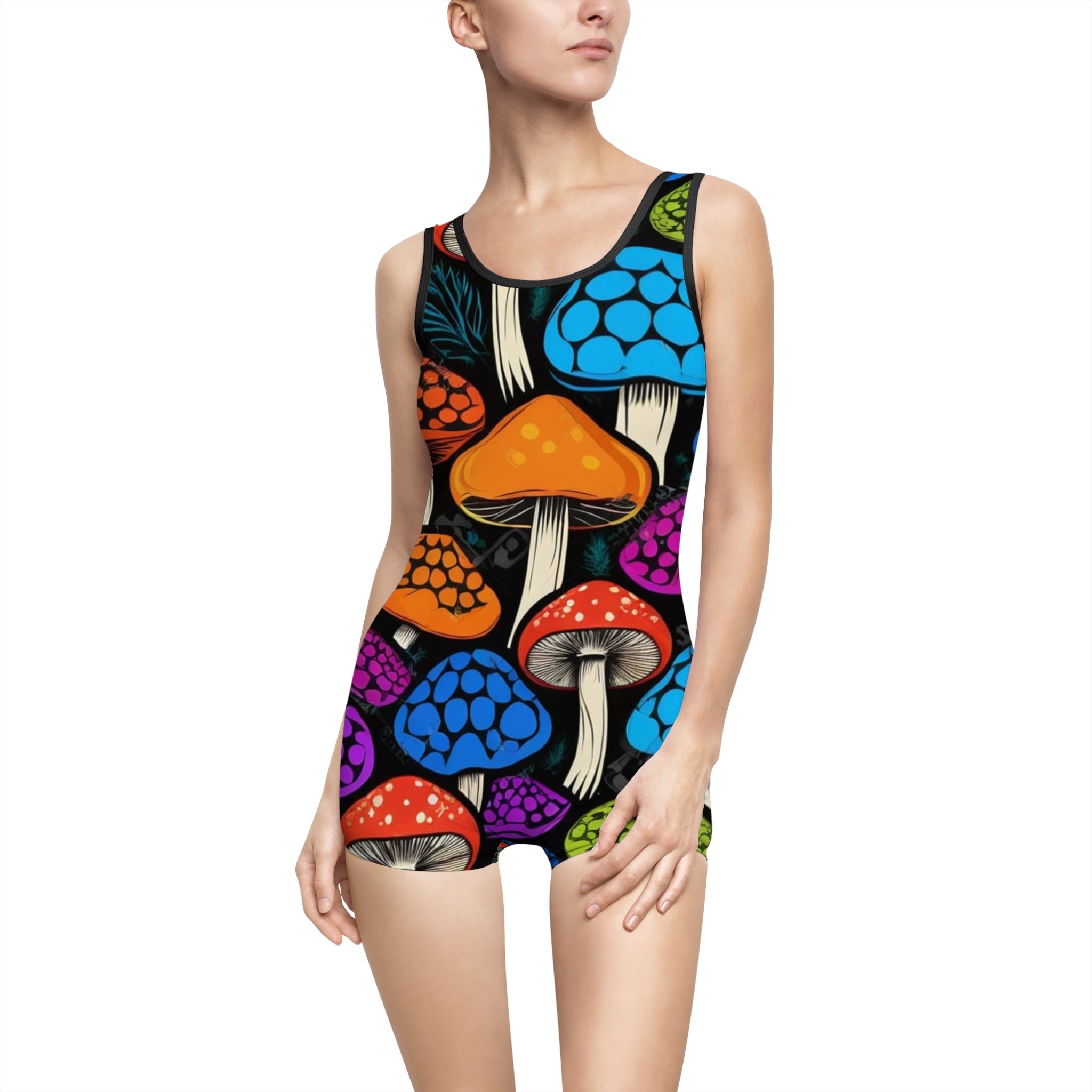 🍄 Myco Pop One-Piece Romper Swimsuit – Color Outside the Tide 🌈