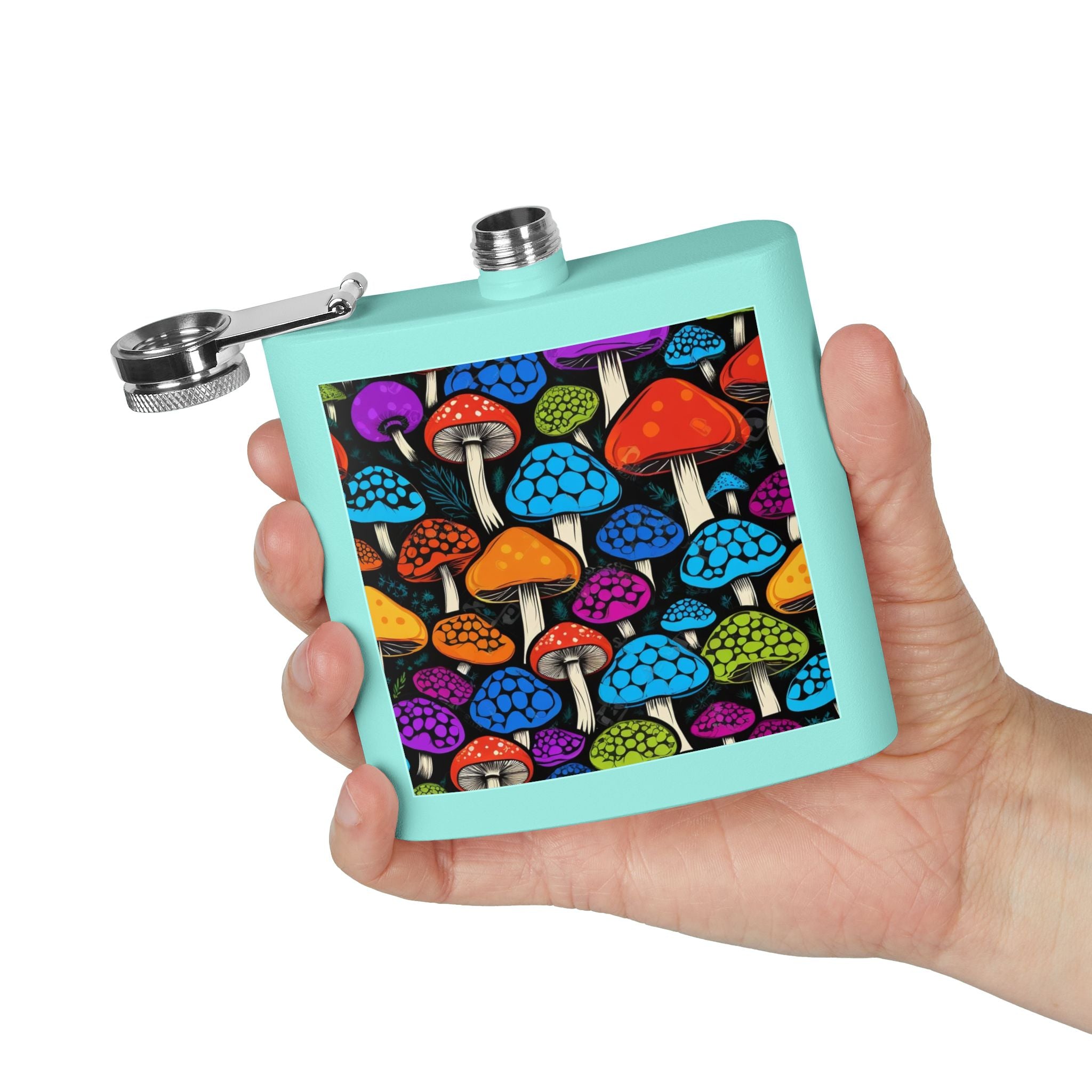 🌈 Psychedelic Pop Shroom Flask – Sip Boldly, Live Colorfully 🍄