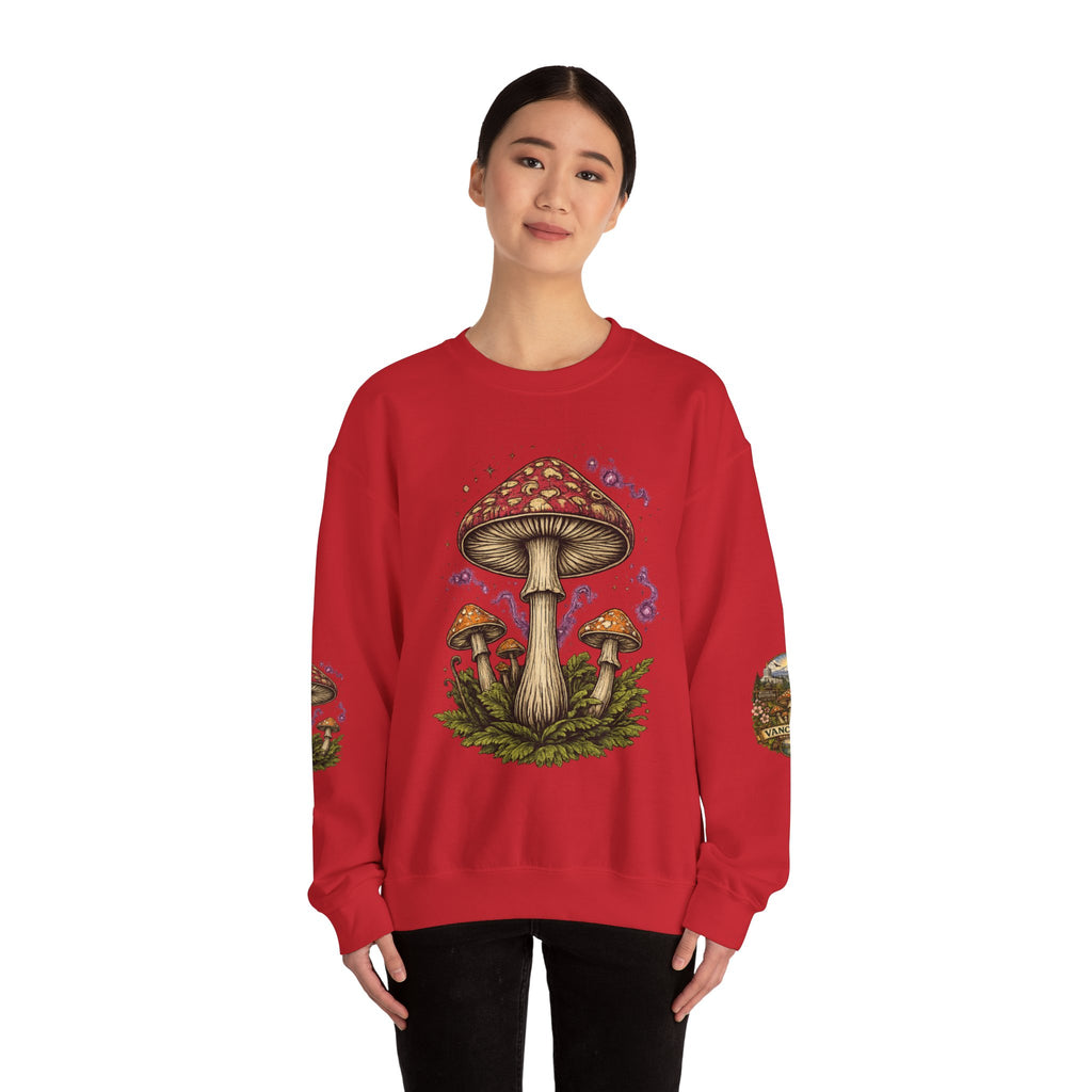Mushroom Vancouver Crewneck Sweatshirt — Scenic Pacific Northwest Fungi Design
