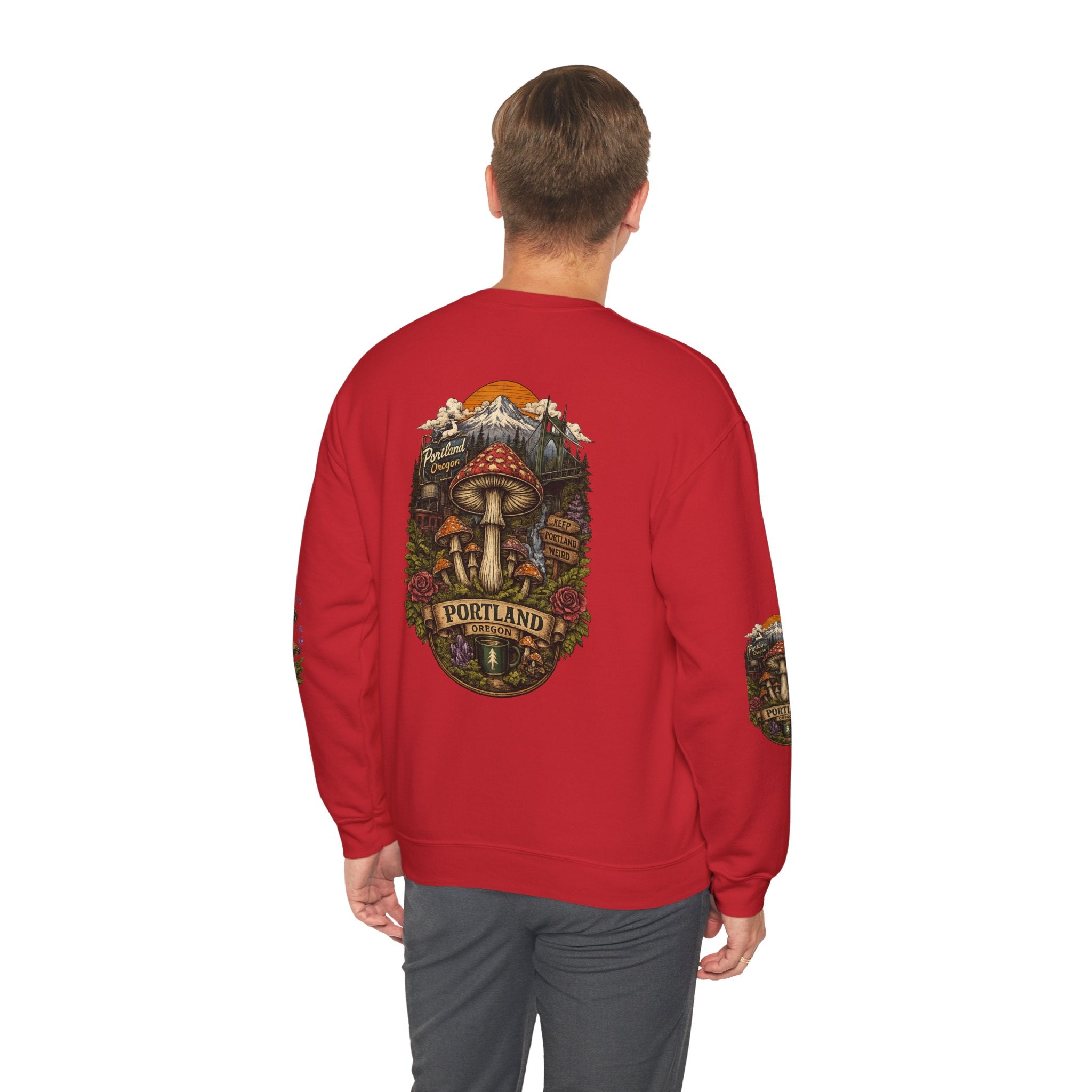 Mushroom Crewneck Sweatshirt — Portland Vintage Psychedelic Fungi Graphic