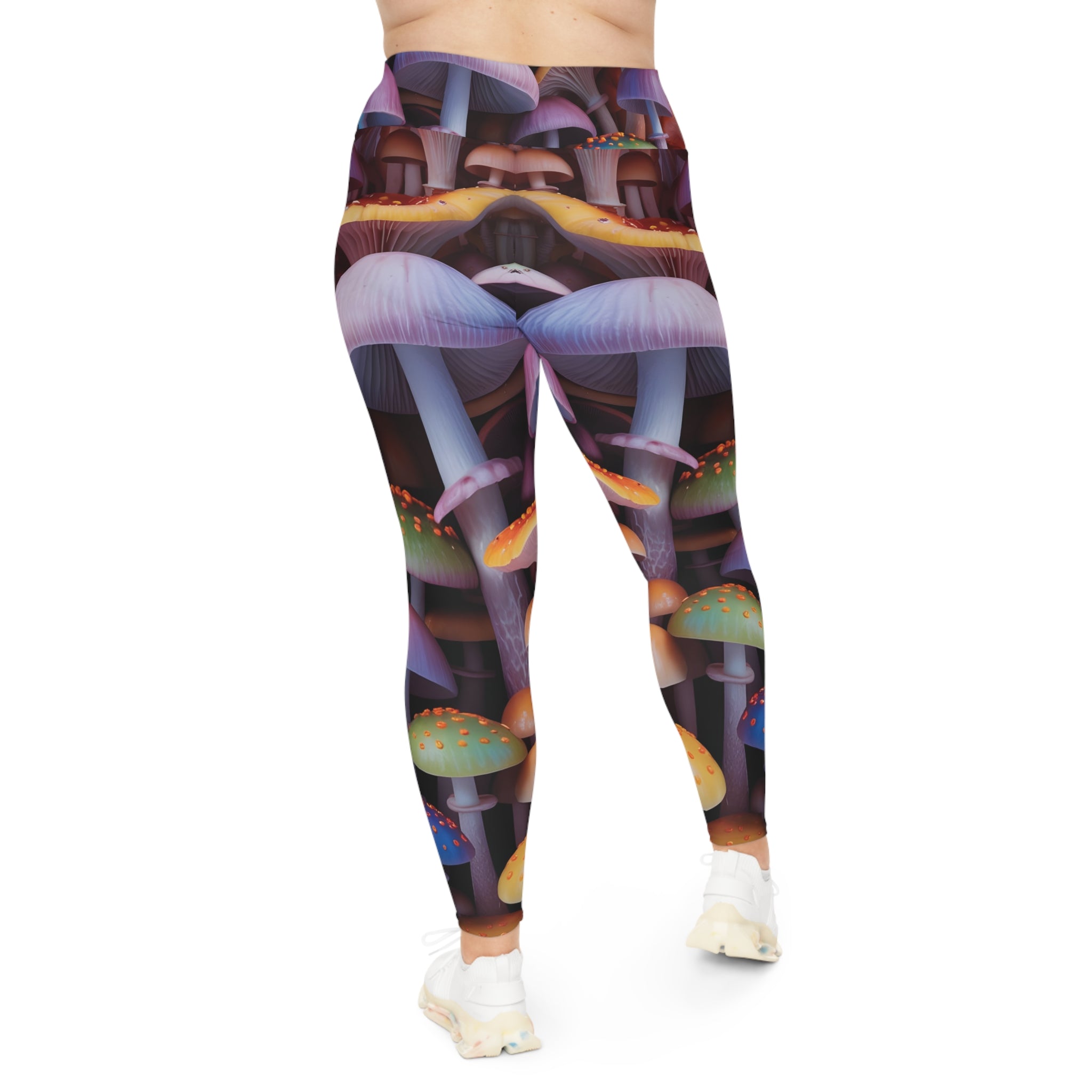 Plus Size Mushroom Print Leggings — Psychedelic Fantasy AOP Leggings