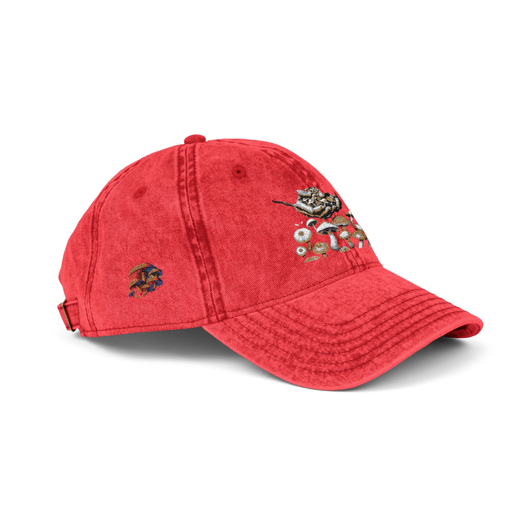 Vintage Embroidered Floral Cap — Retro Red Dad Hat